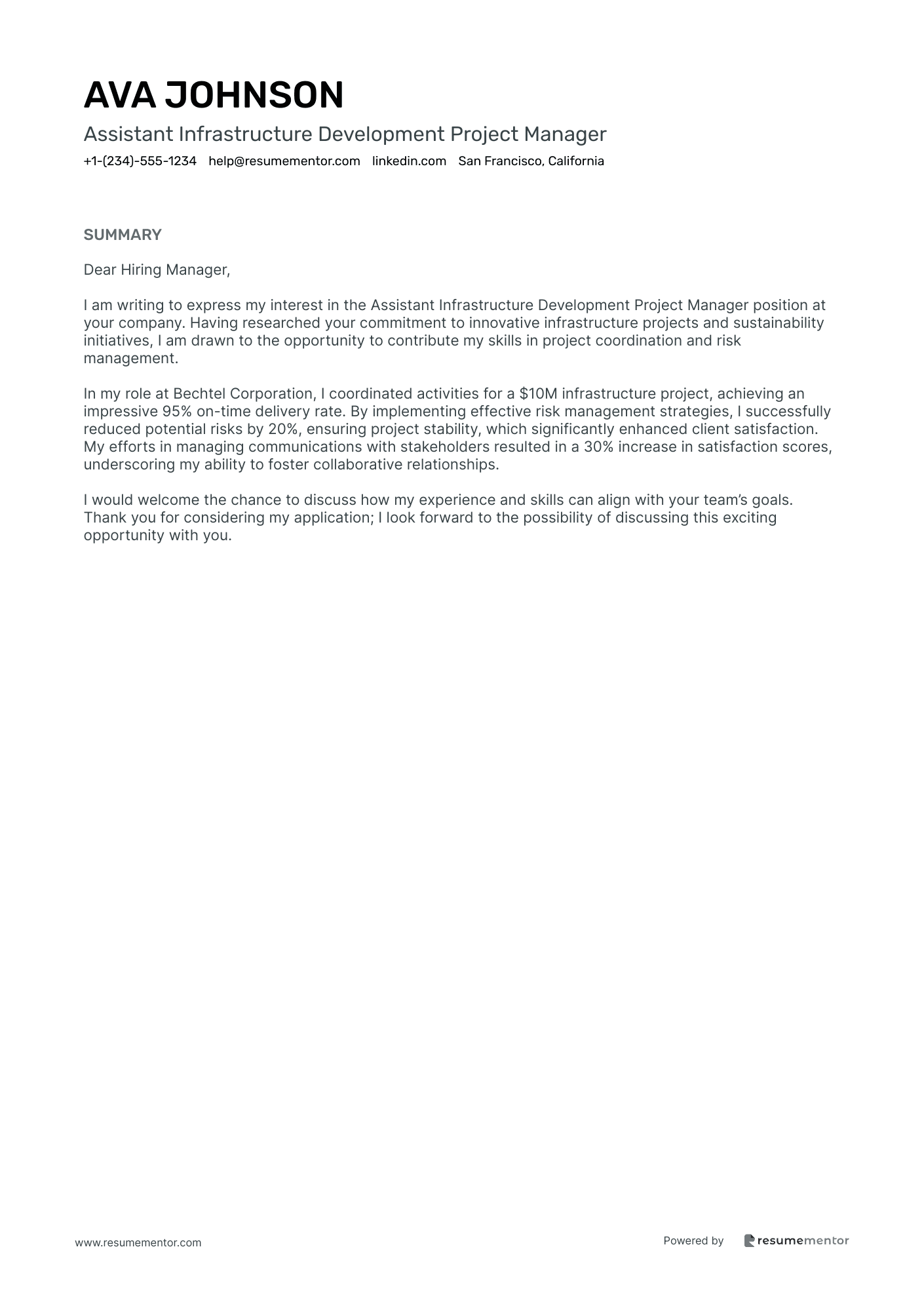 Assistant Infrastructure Development Project Manager