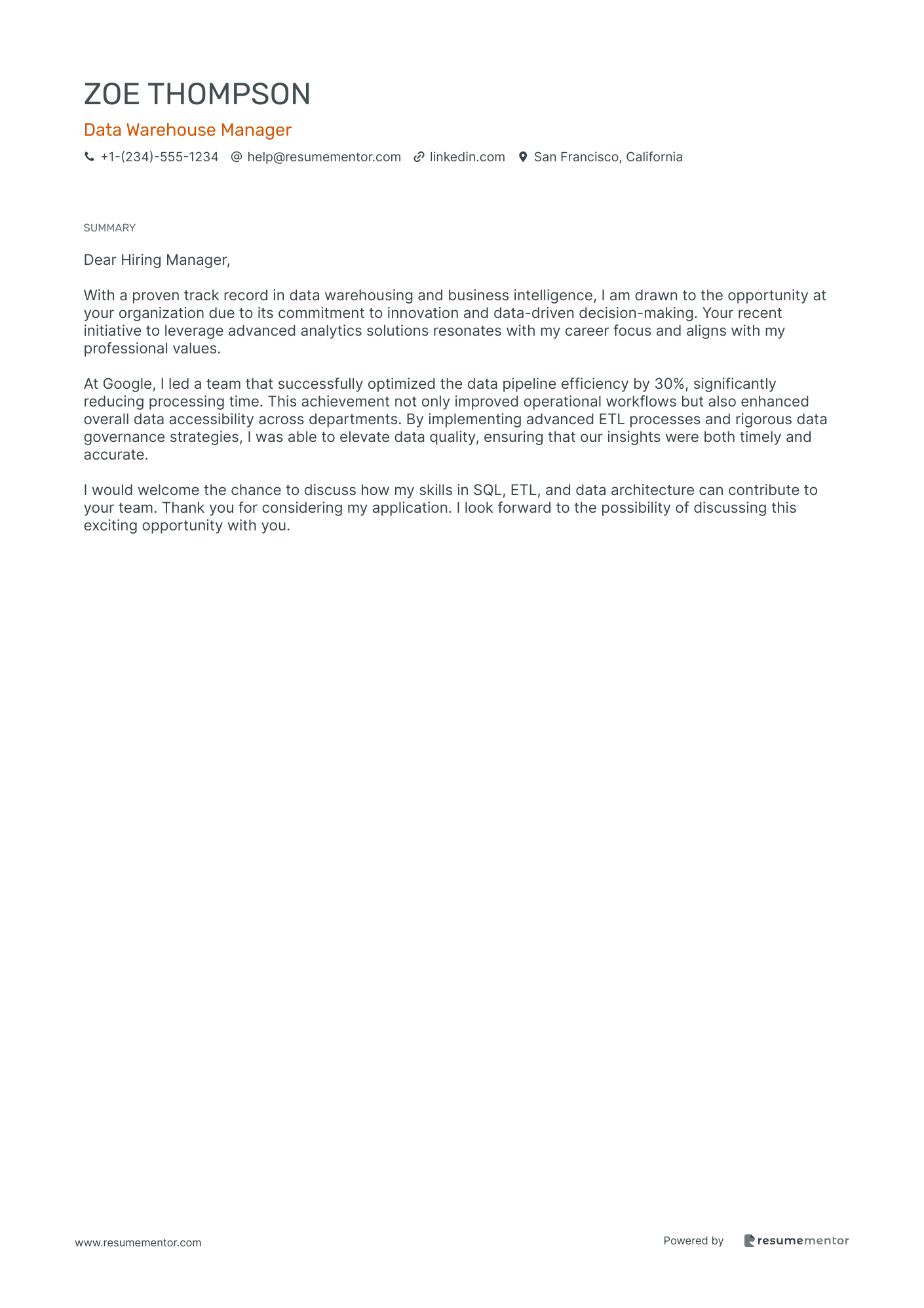 Data Warehouse Manager