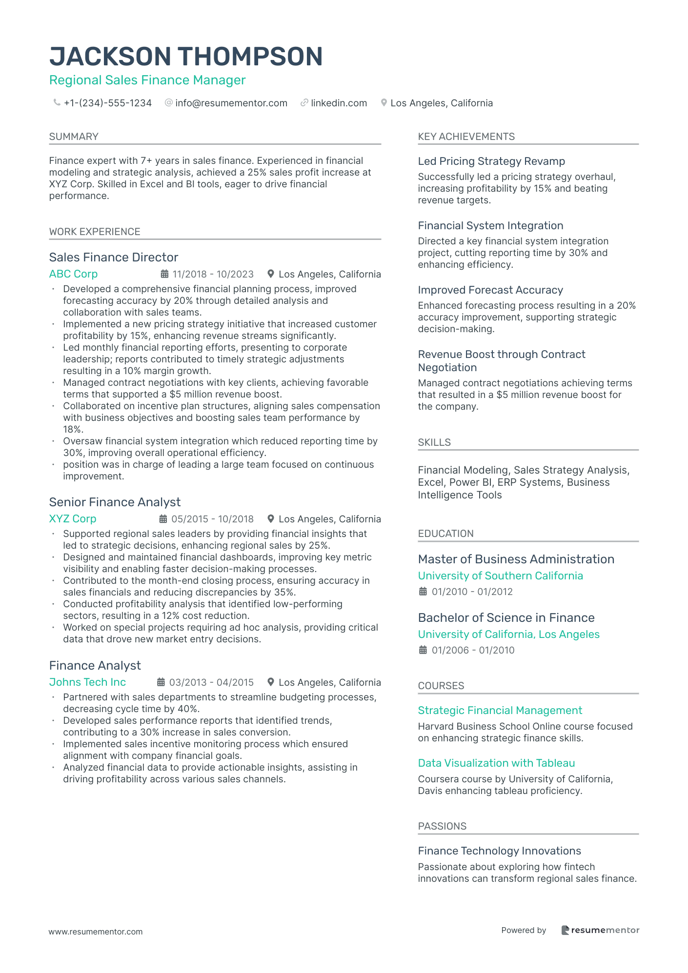 Regional Sales Finance Manager