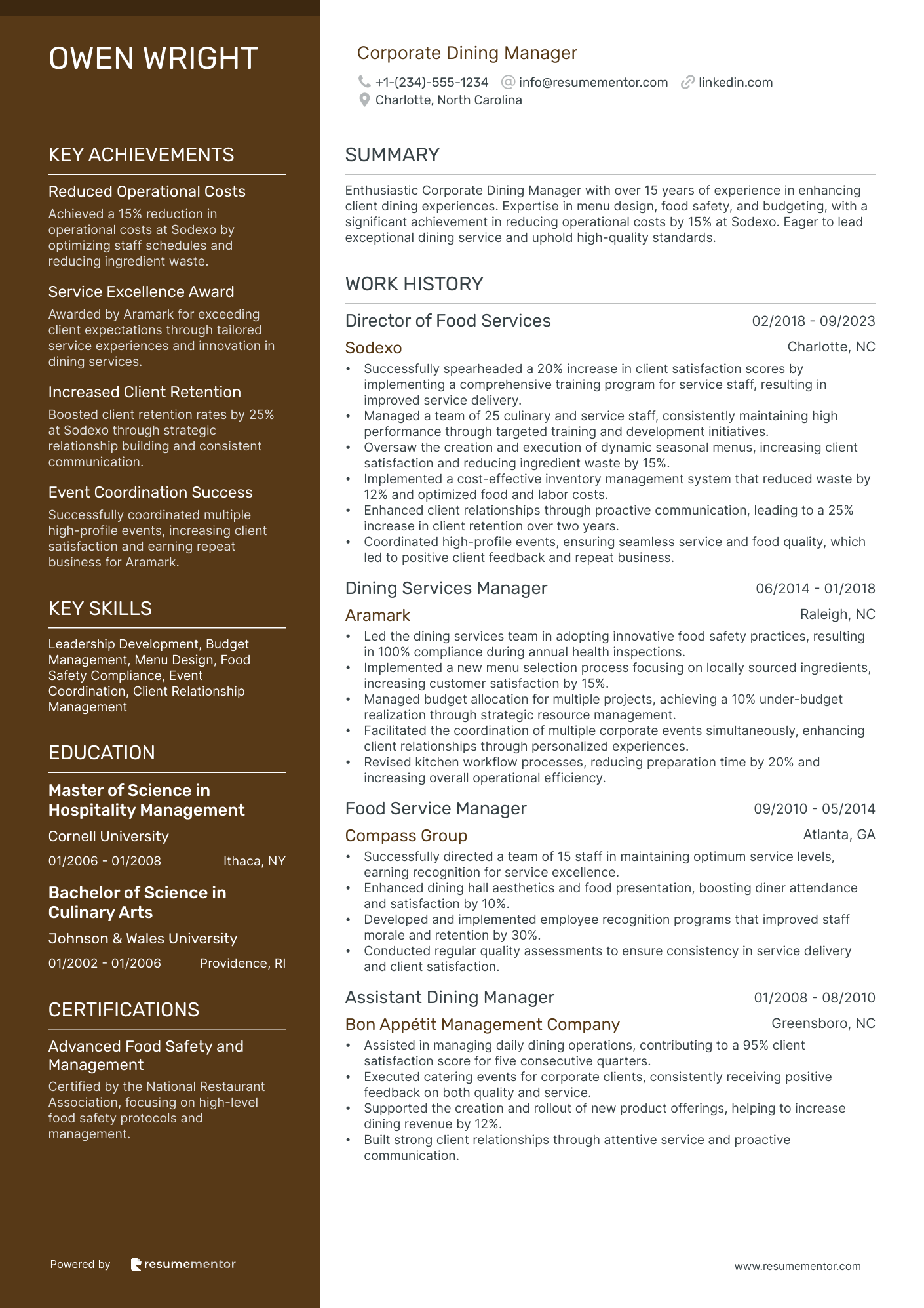 Corporate Dining Manager