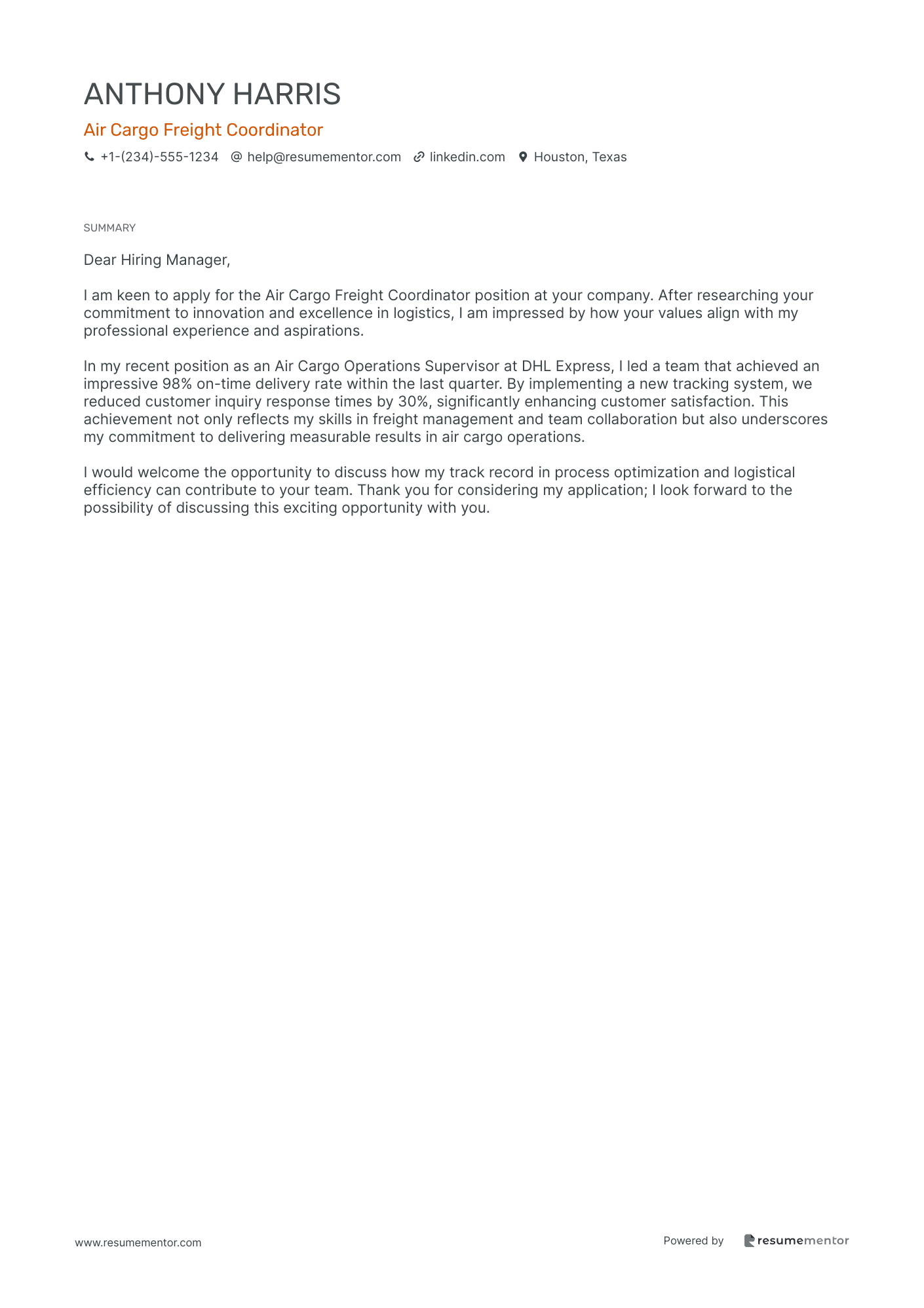 Air Cargo Freight Coordinator