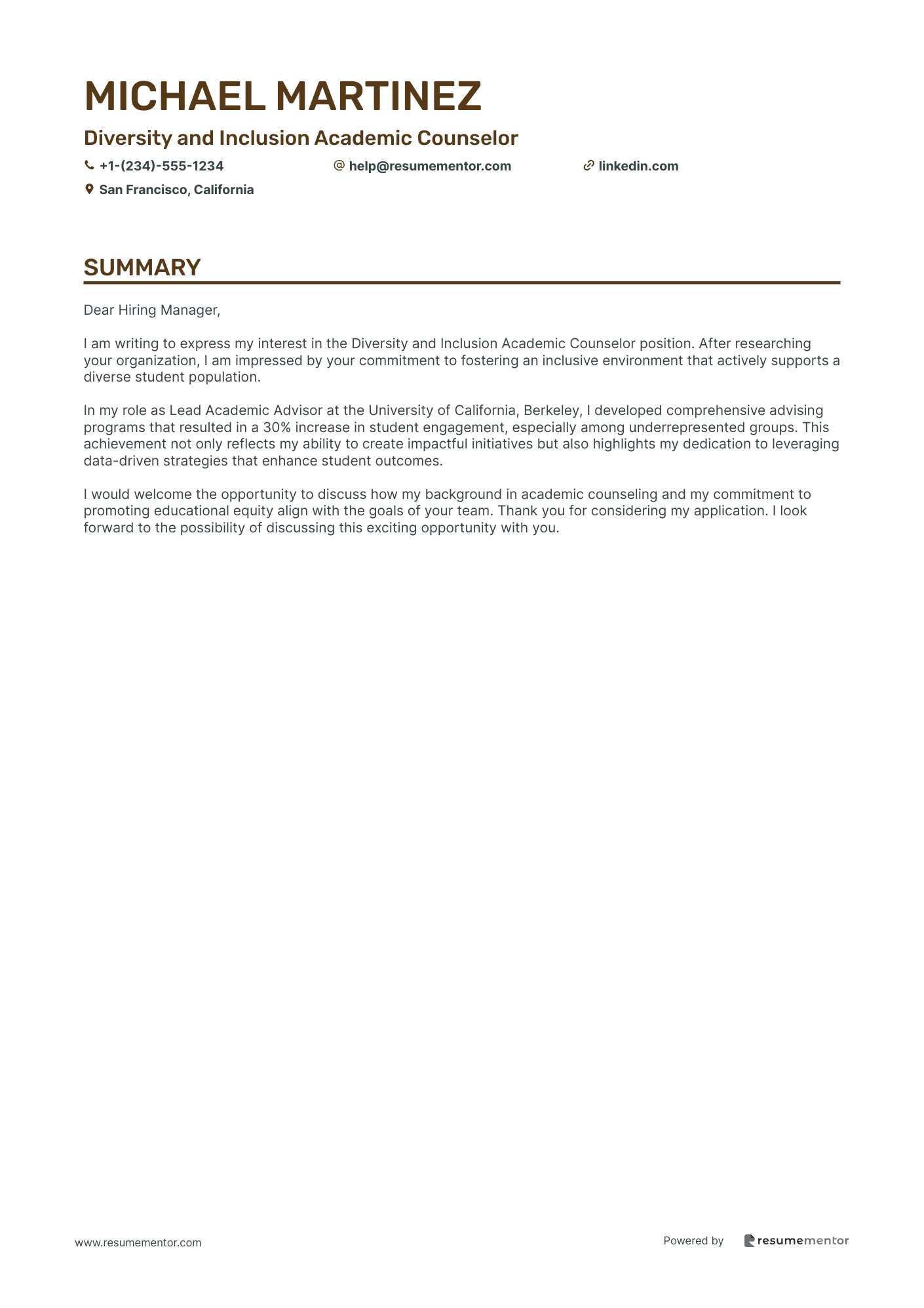 Diversity and Inclusion Academic Counselor