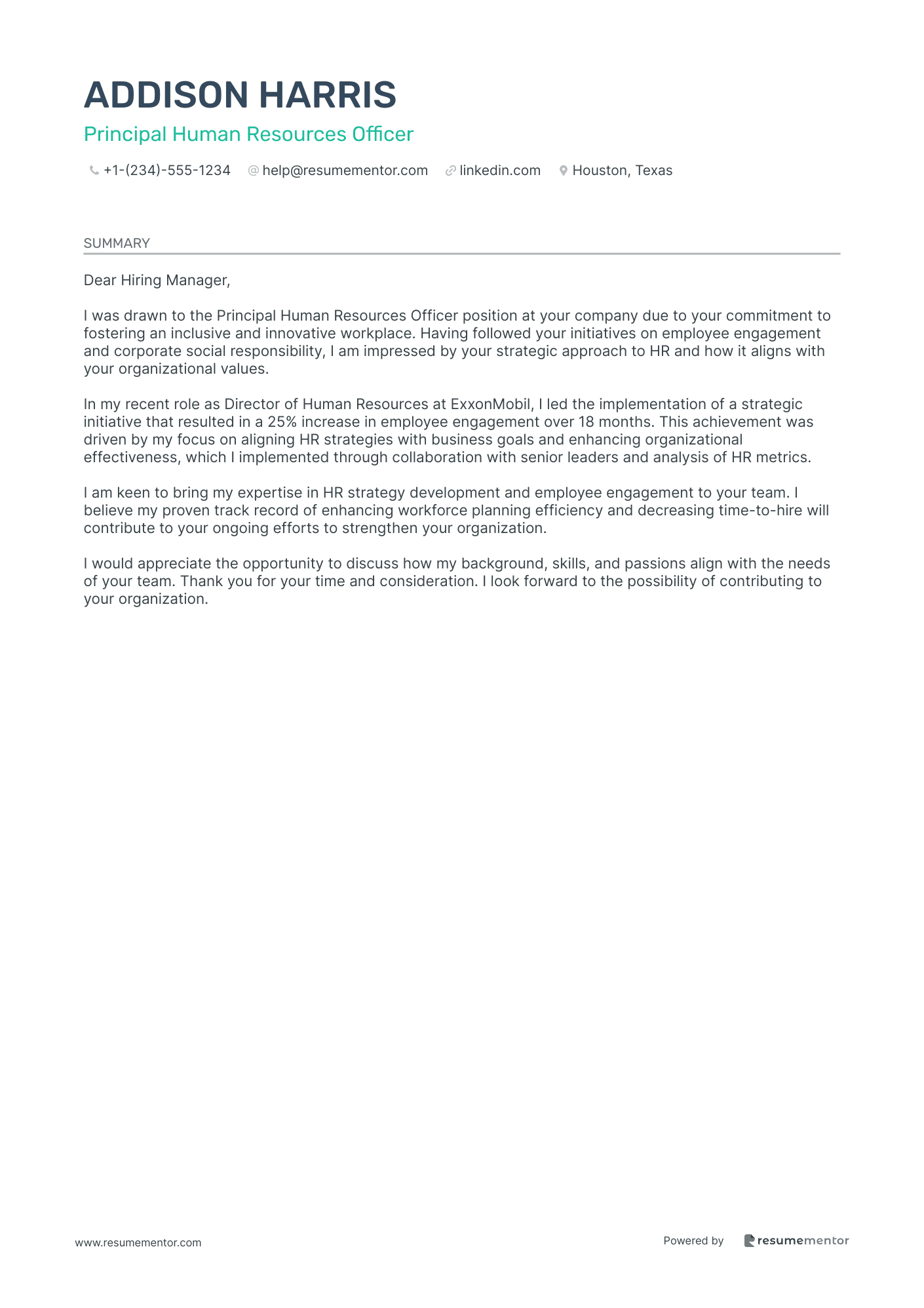 Principal Human Resources Officer