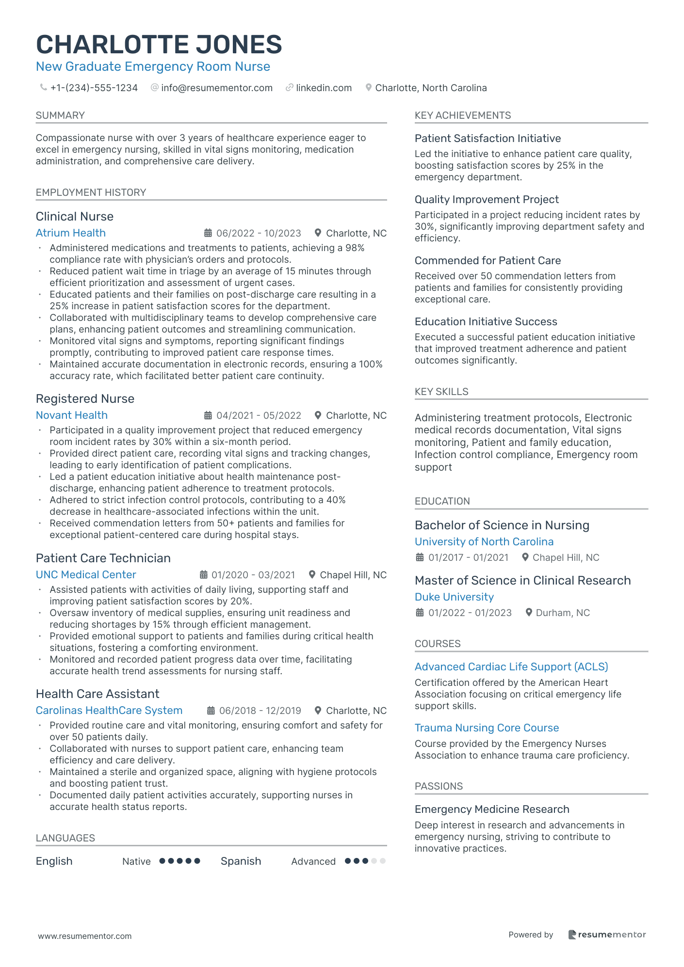 New Graduate Emergency Room Nurse