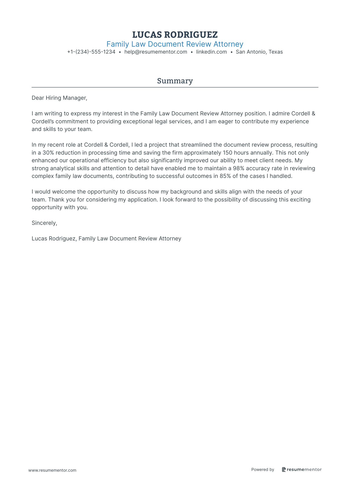 Family Law Document Review Attorney
