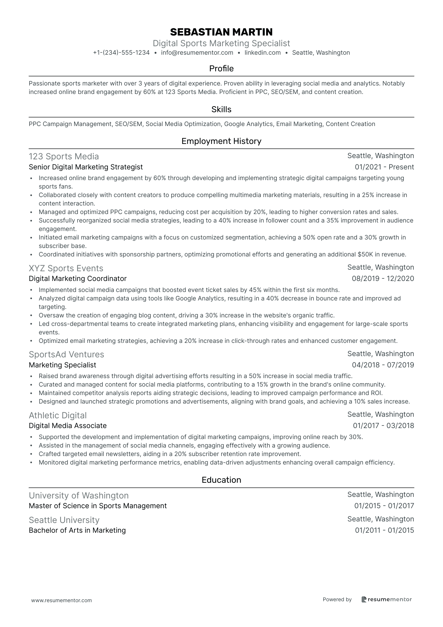 Digital Sports Marketing Specialist