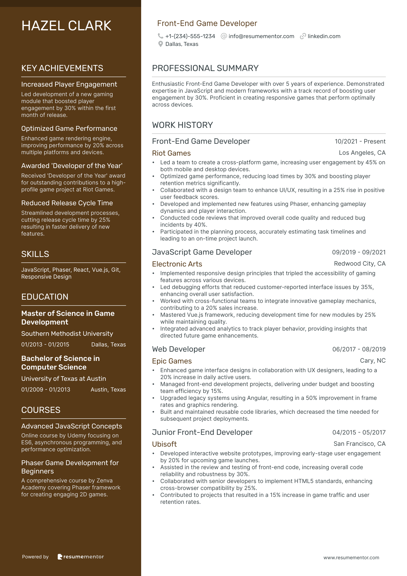 Front End Game Developer