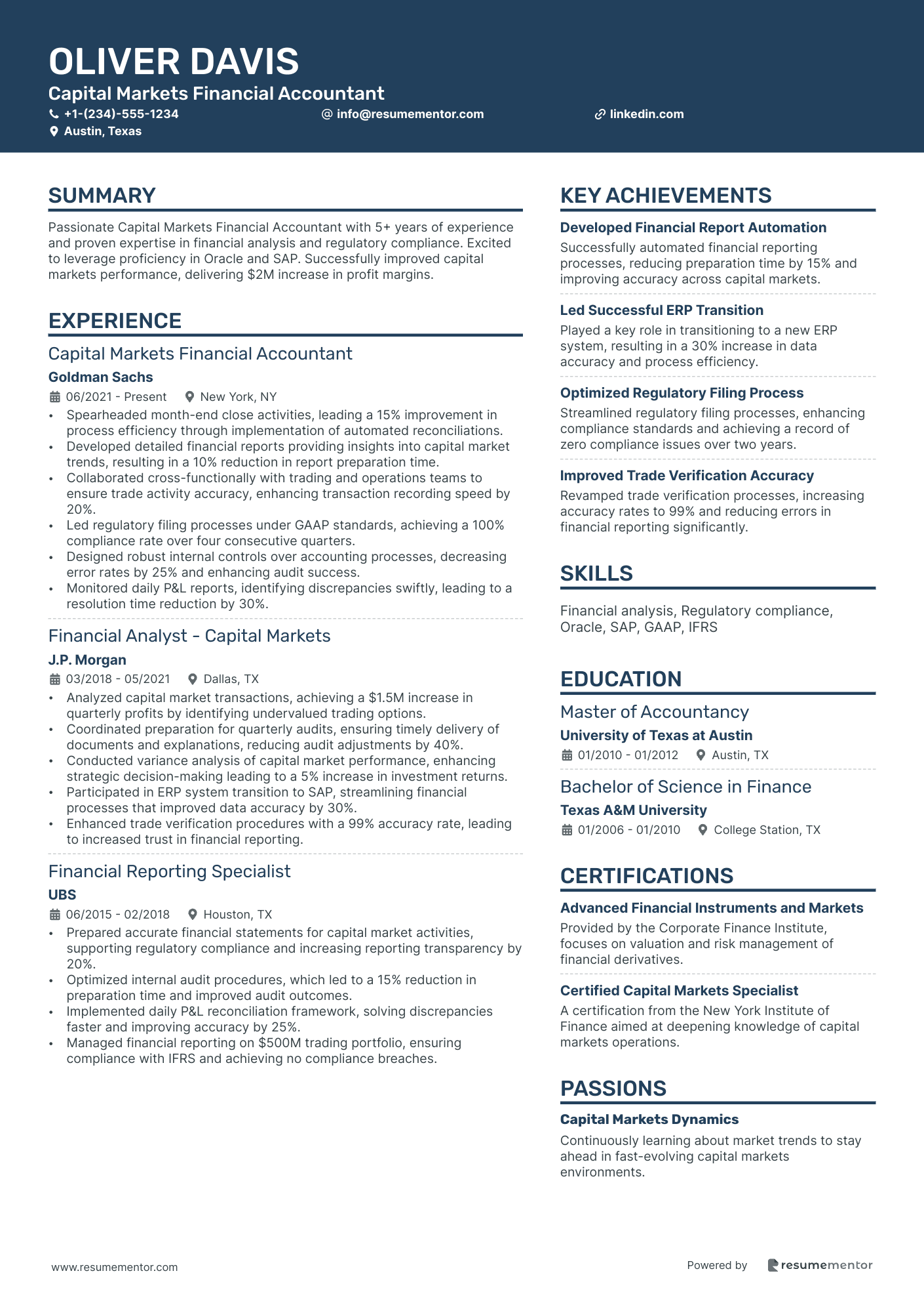 Capital Markets Financial Accountant