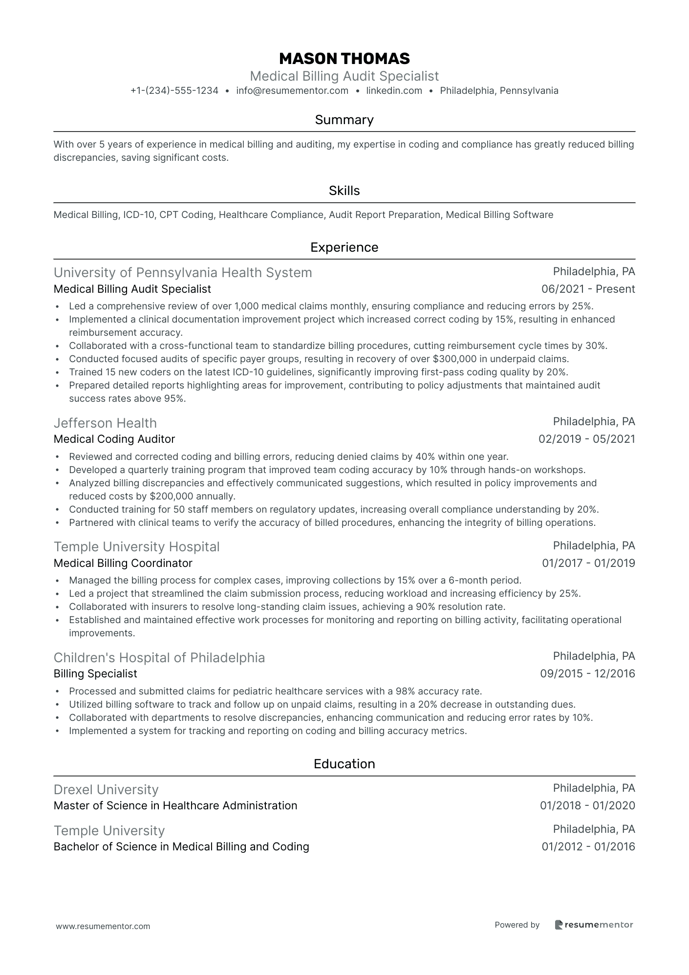 Medical Billing Audit Specialist