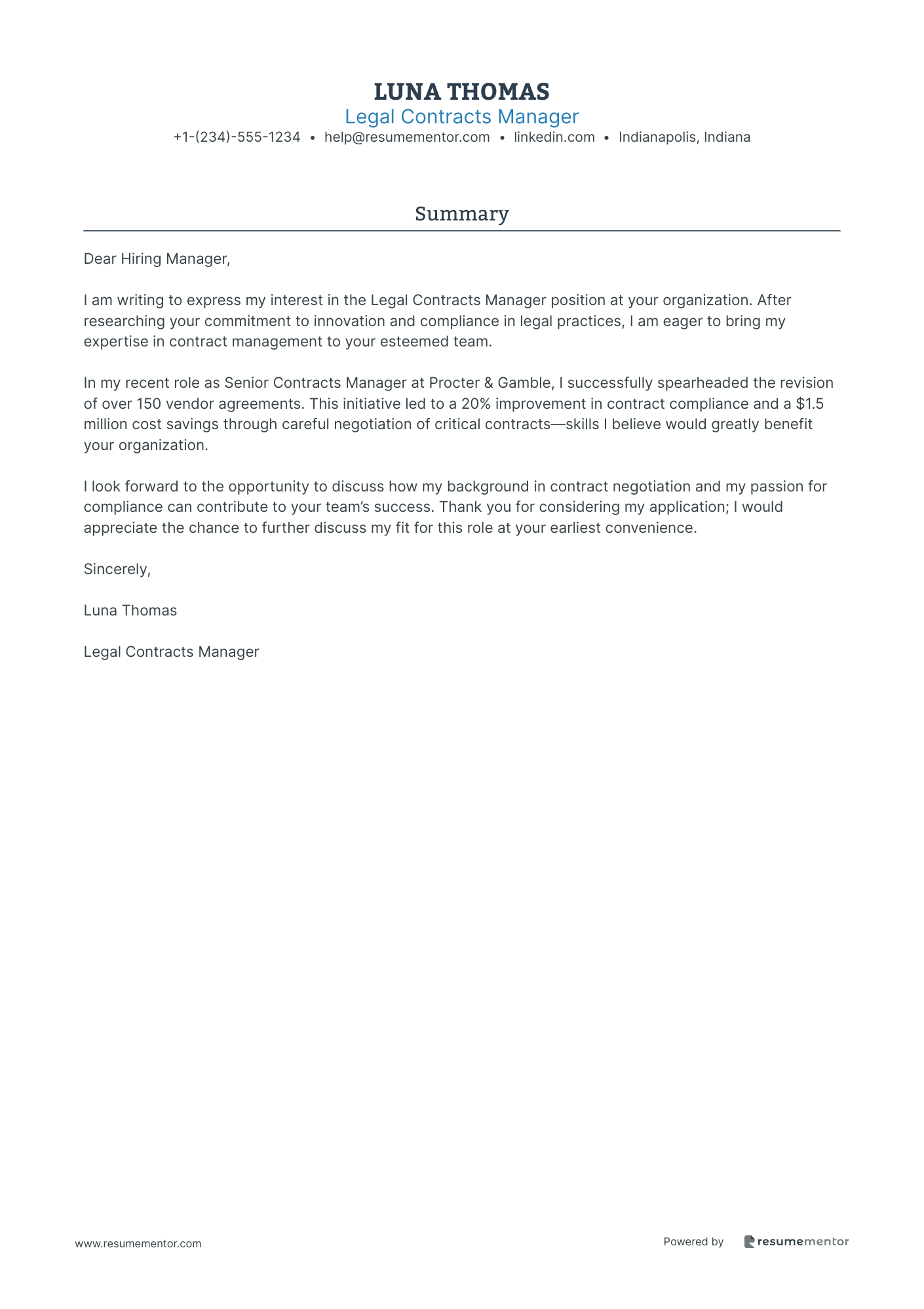 Legal Contracts Manager