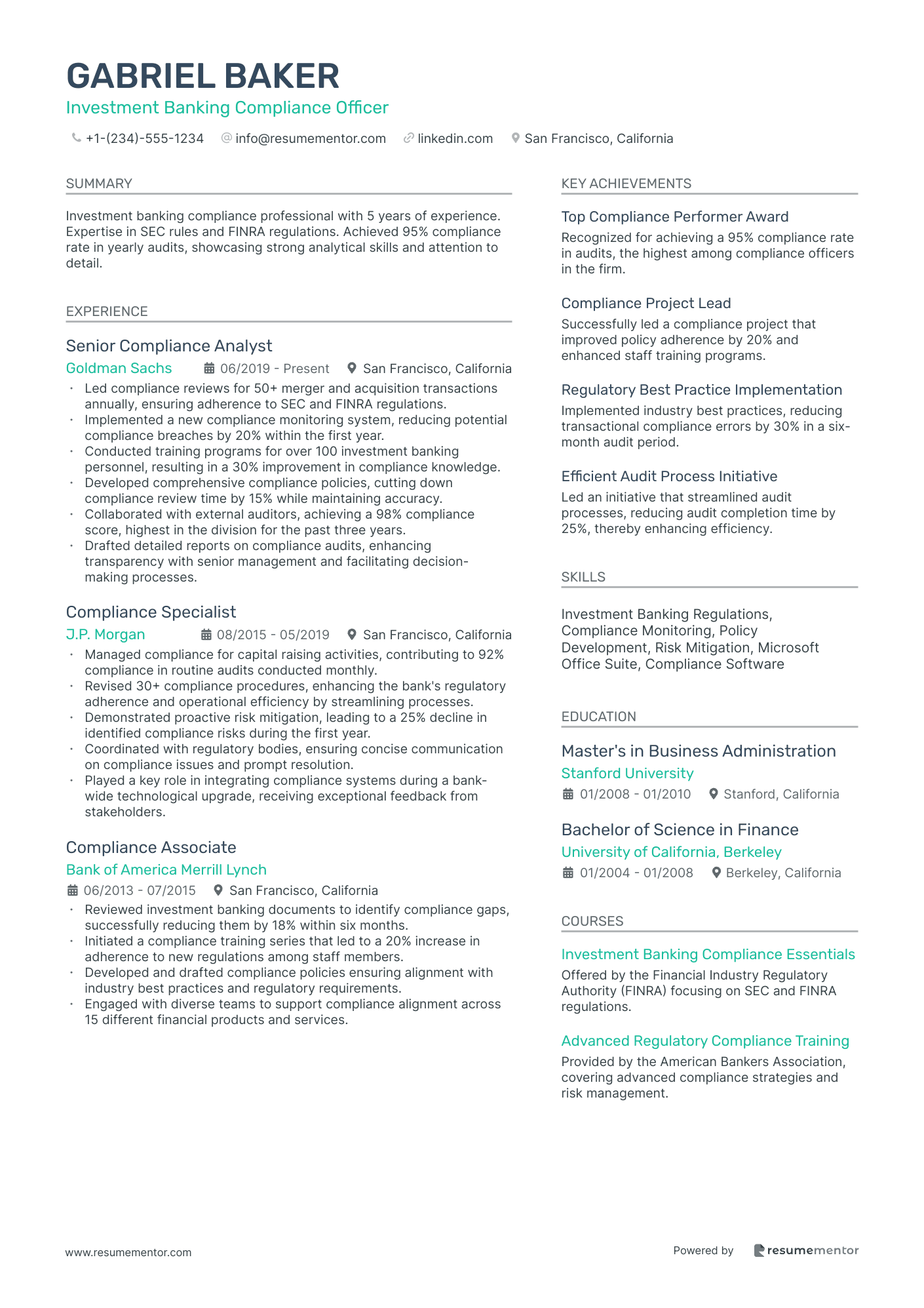 Investment Banking Compliance Officer