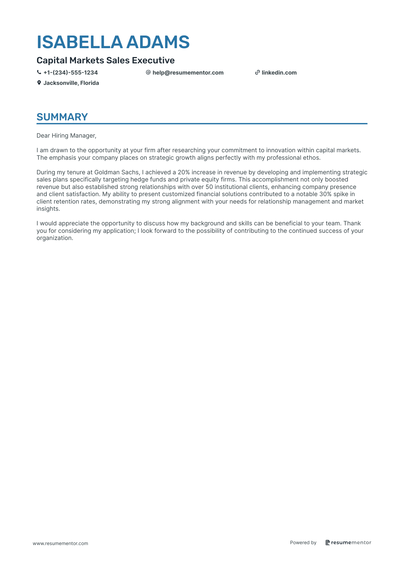 Capital Markets Sales Executive