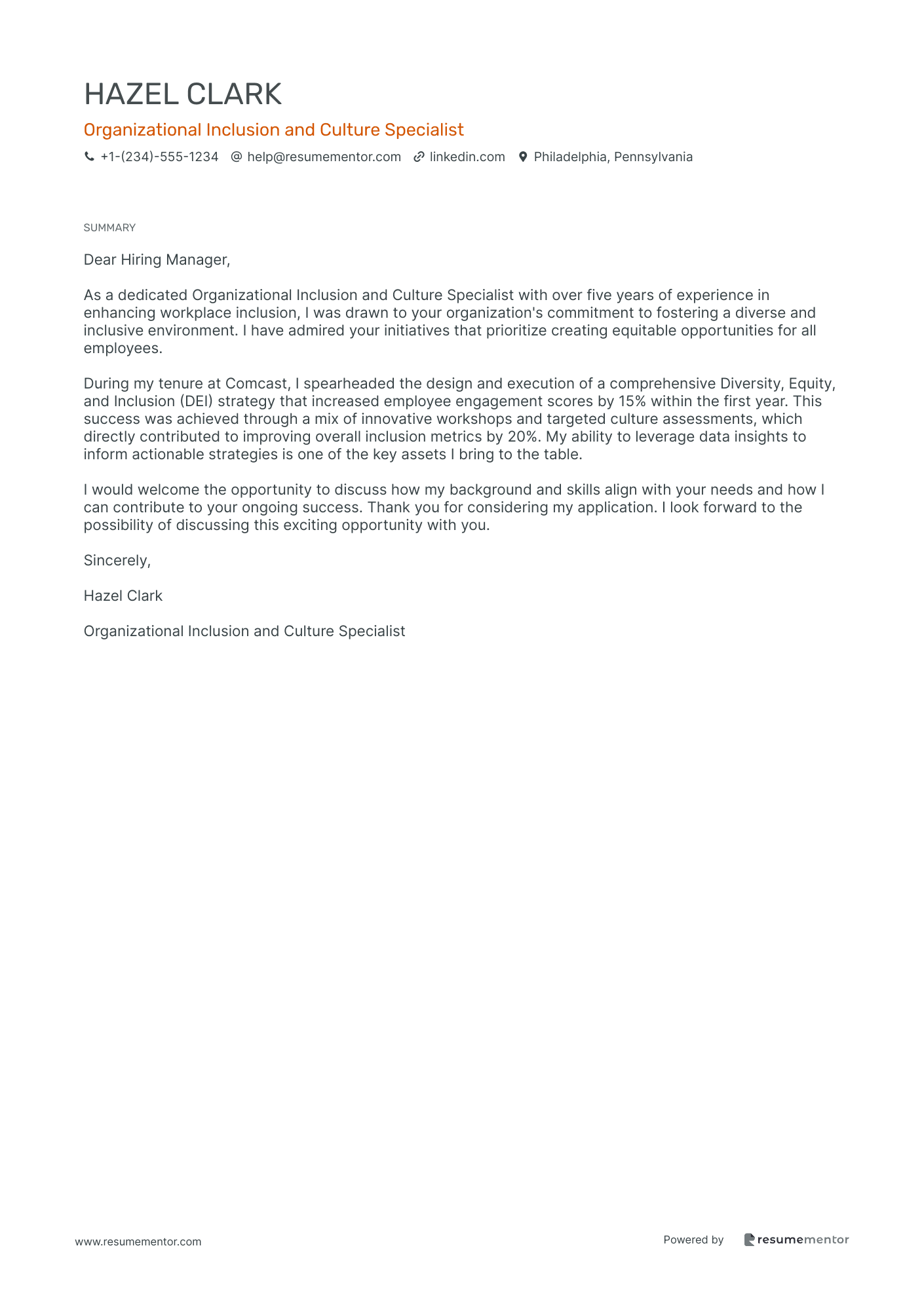 Organizational Inclusion and Culture Specialist