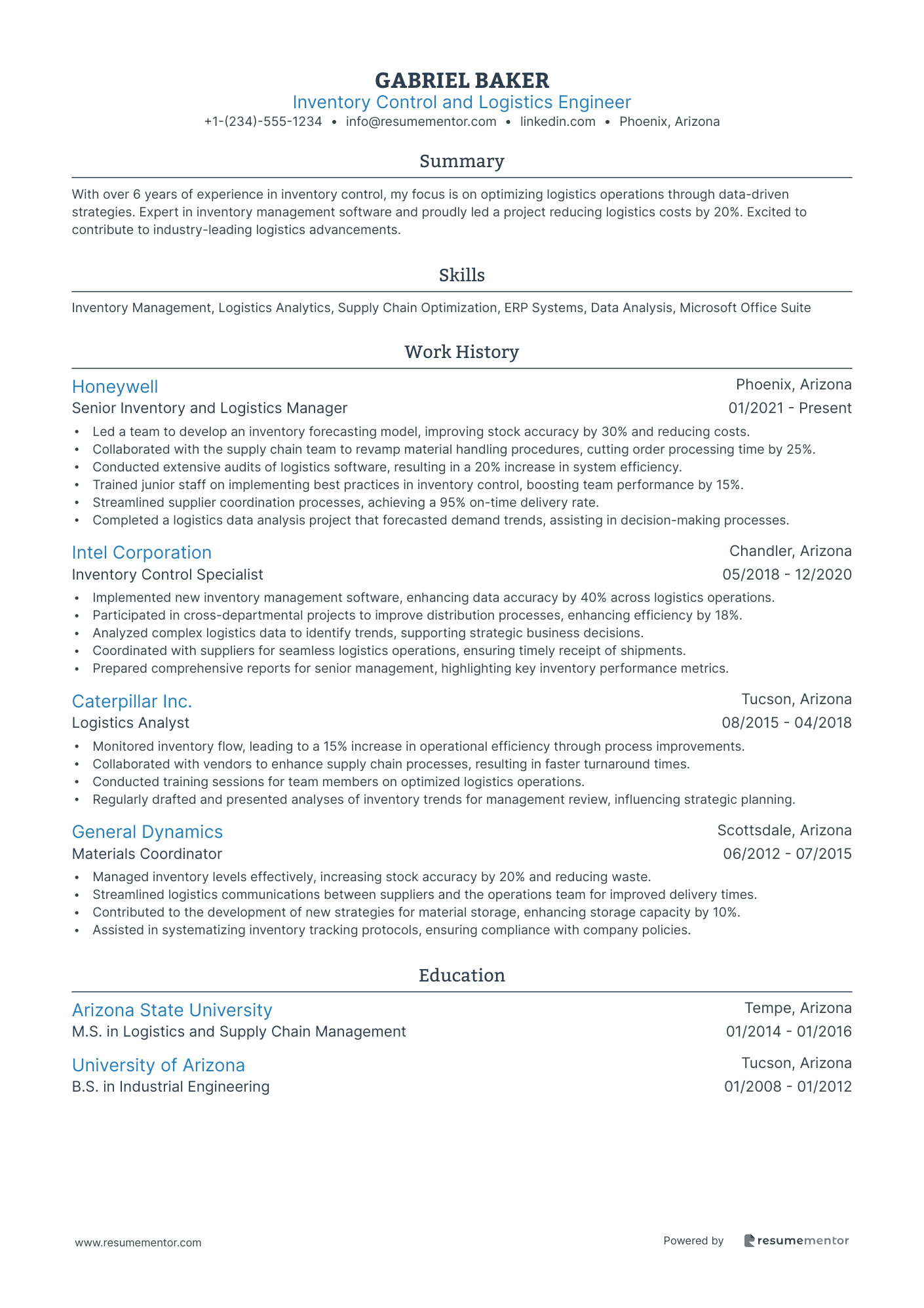 Inventory Control and Logistics Engineer