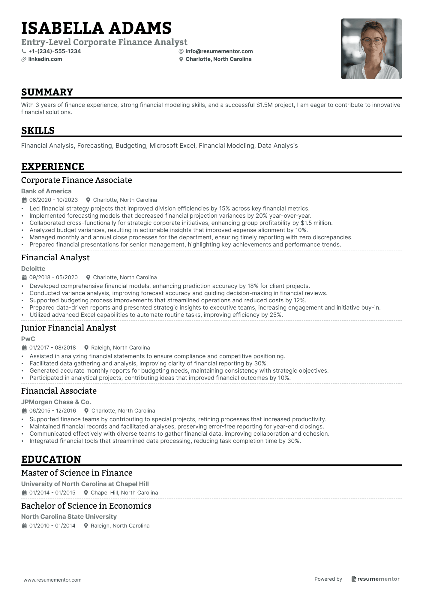 Entry Level Corporate Finance Analyst