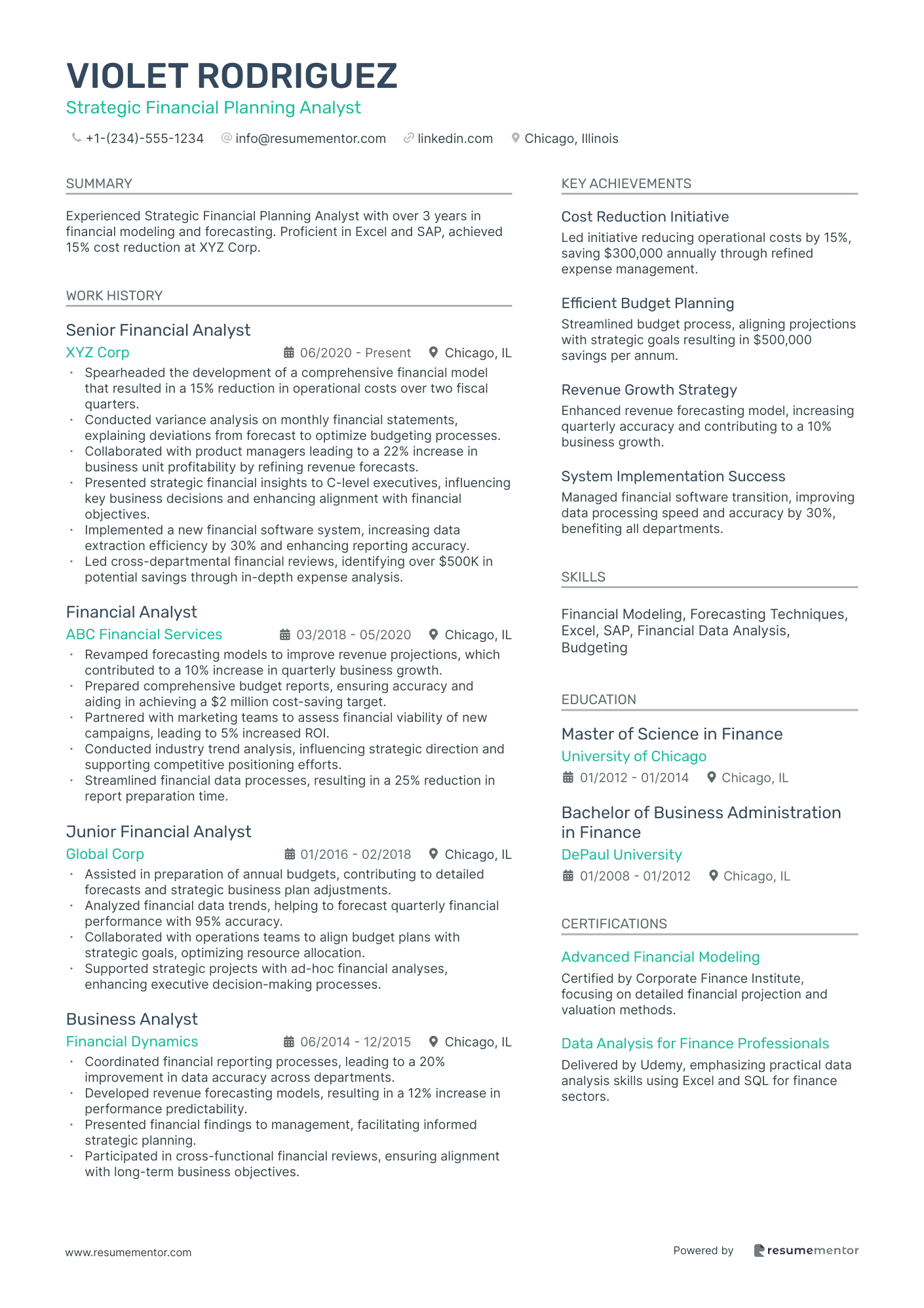 Strategic Financial Planning Analyst