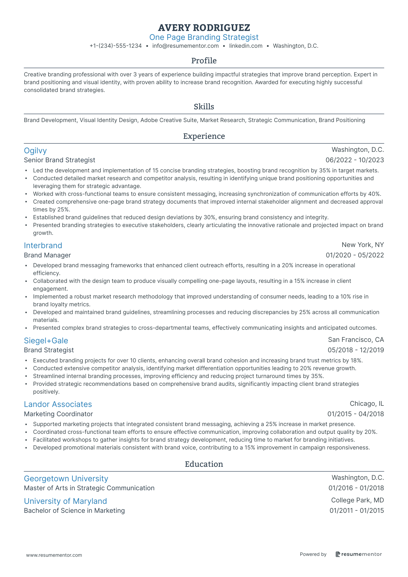 One Page Branding Strategist