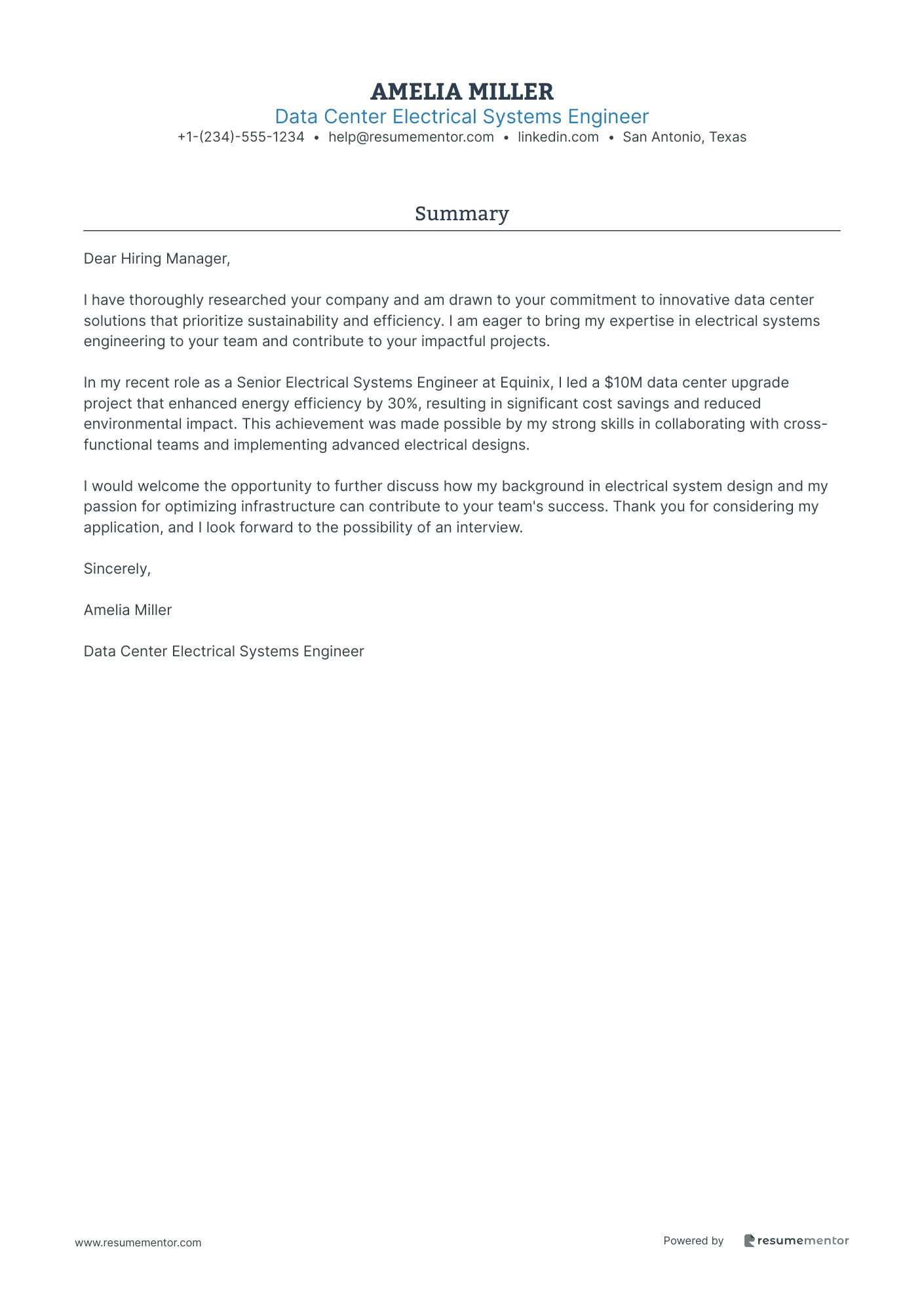 Data Center Electrical Systems Engineer
