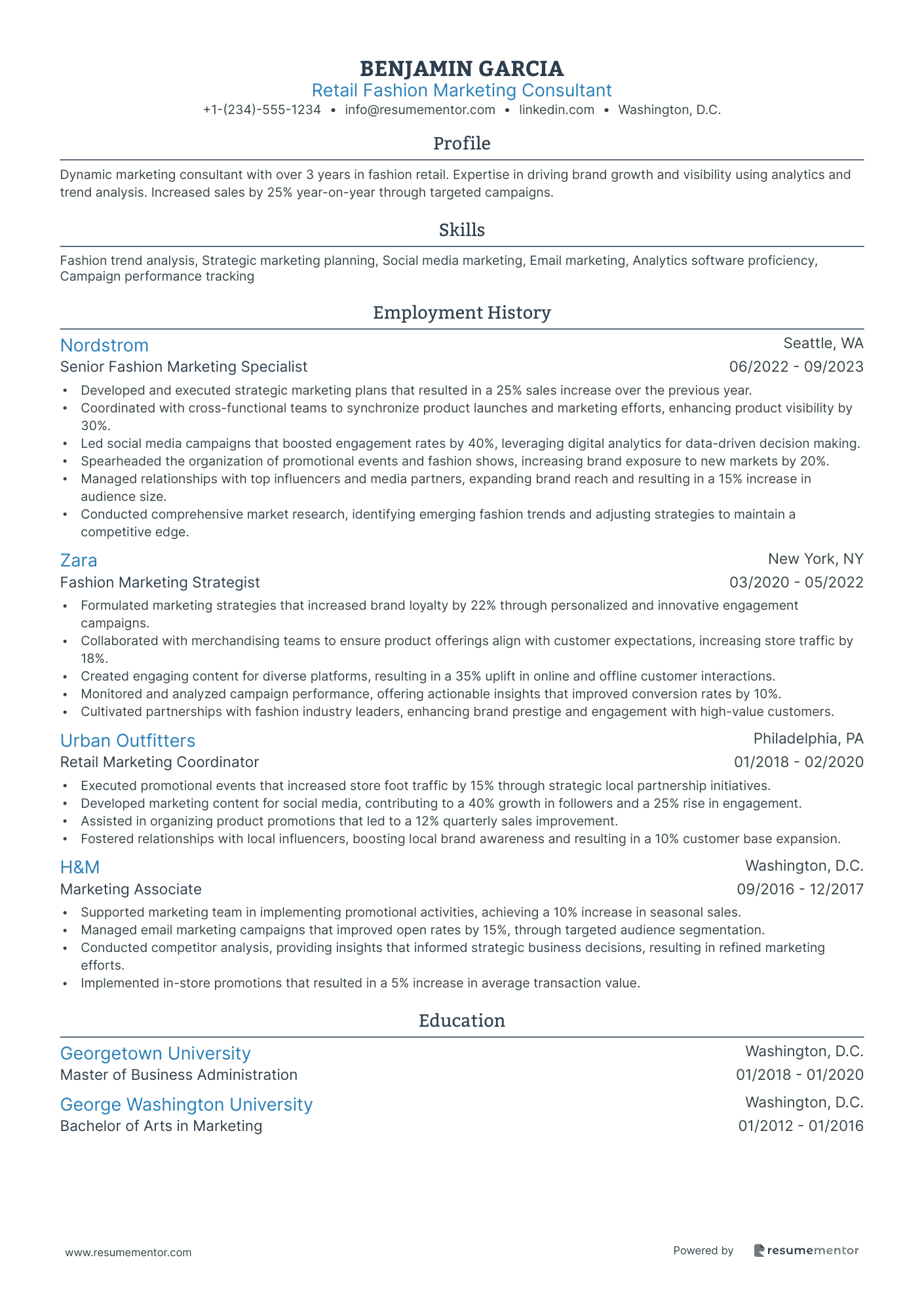 Retail Fashion Marketing Consultant