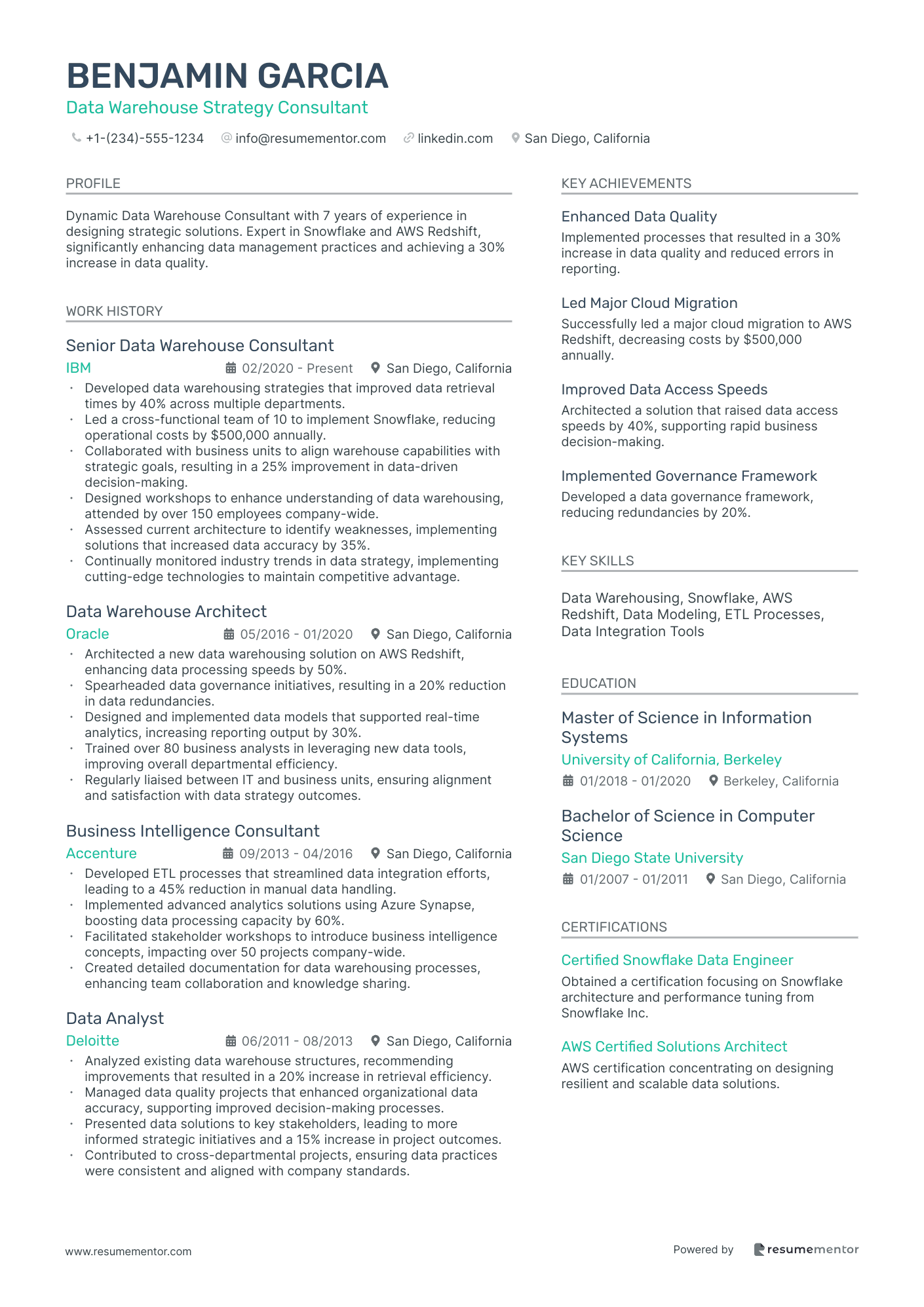 Data Warehouse Strategy Consultant