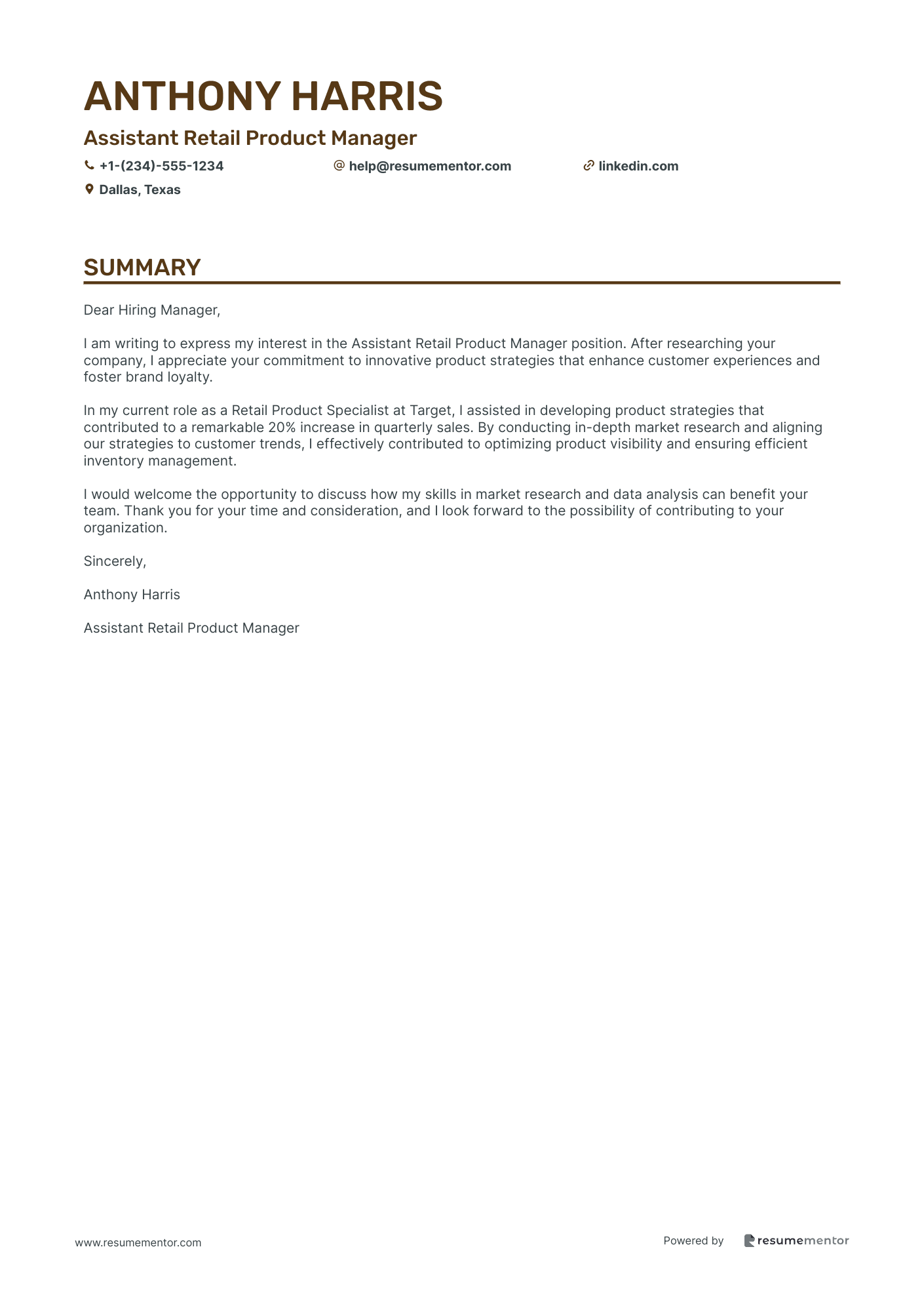 Assistant Retail Product Manager