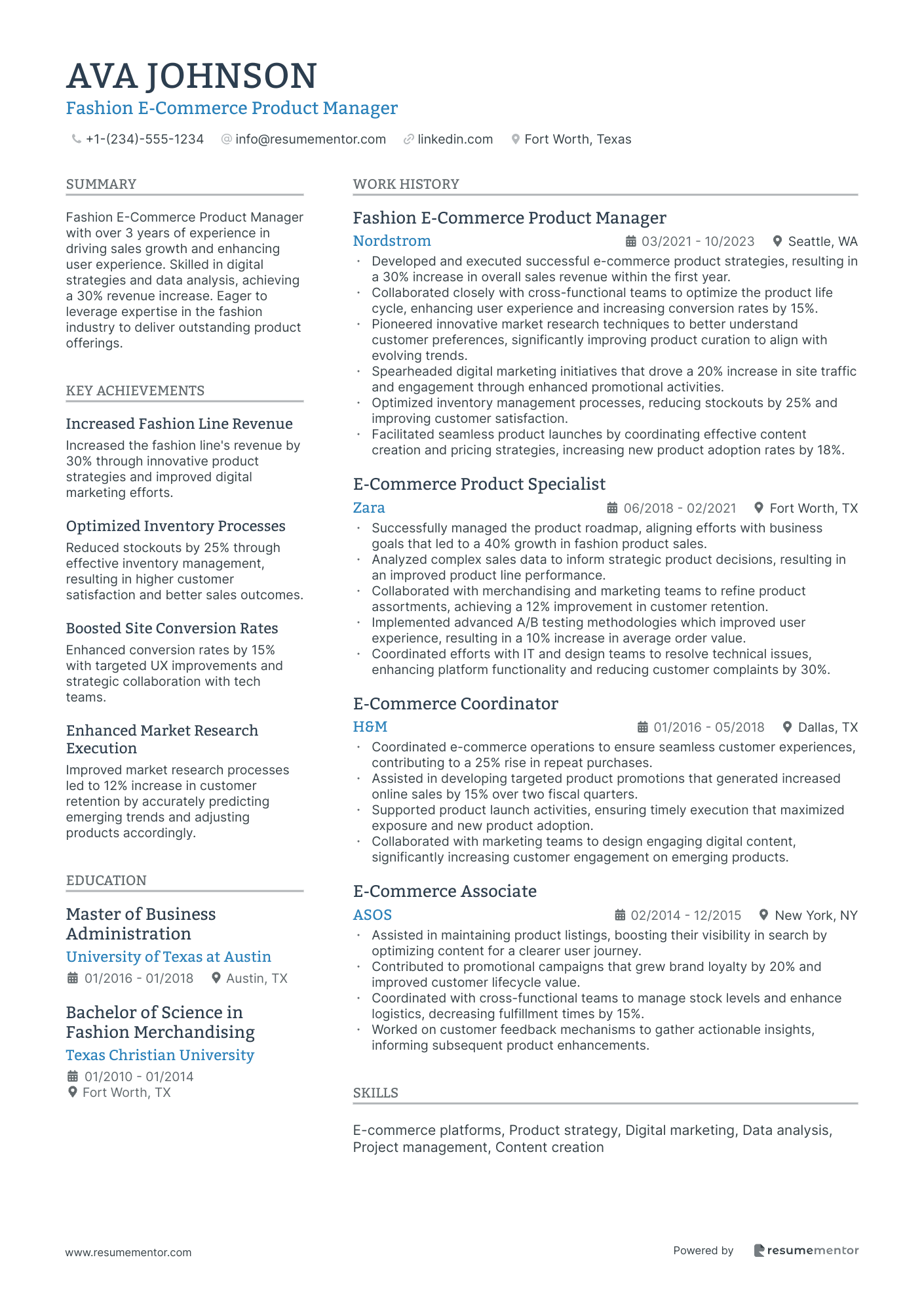 Fashion E Commerce Product Manager