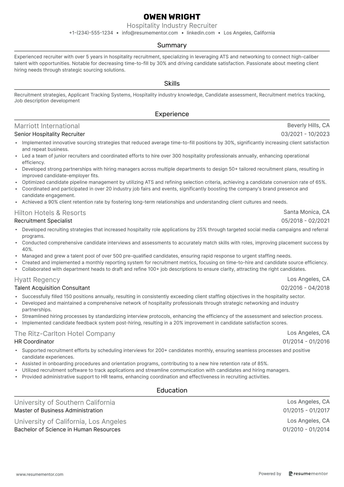 Hospitality Industry Recruiter