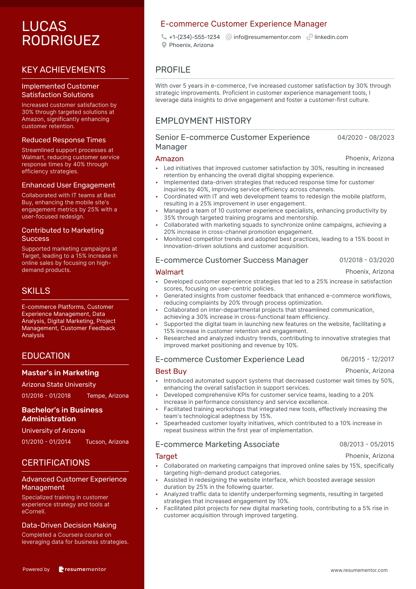 E commerce Customer Experience Manager