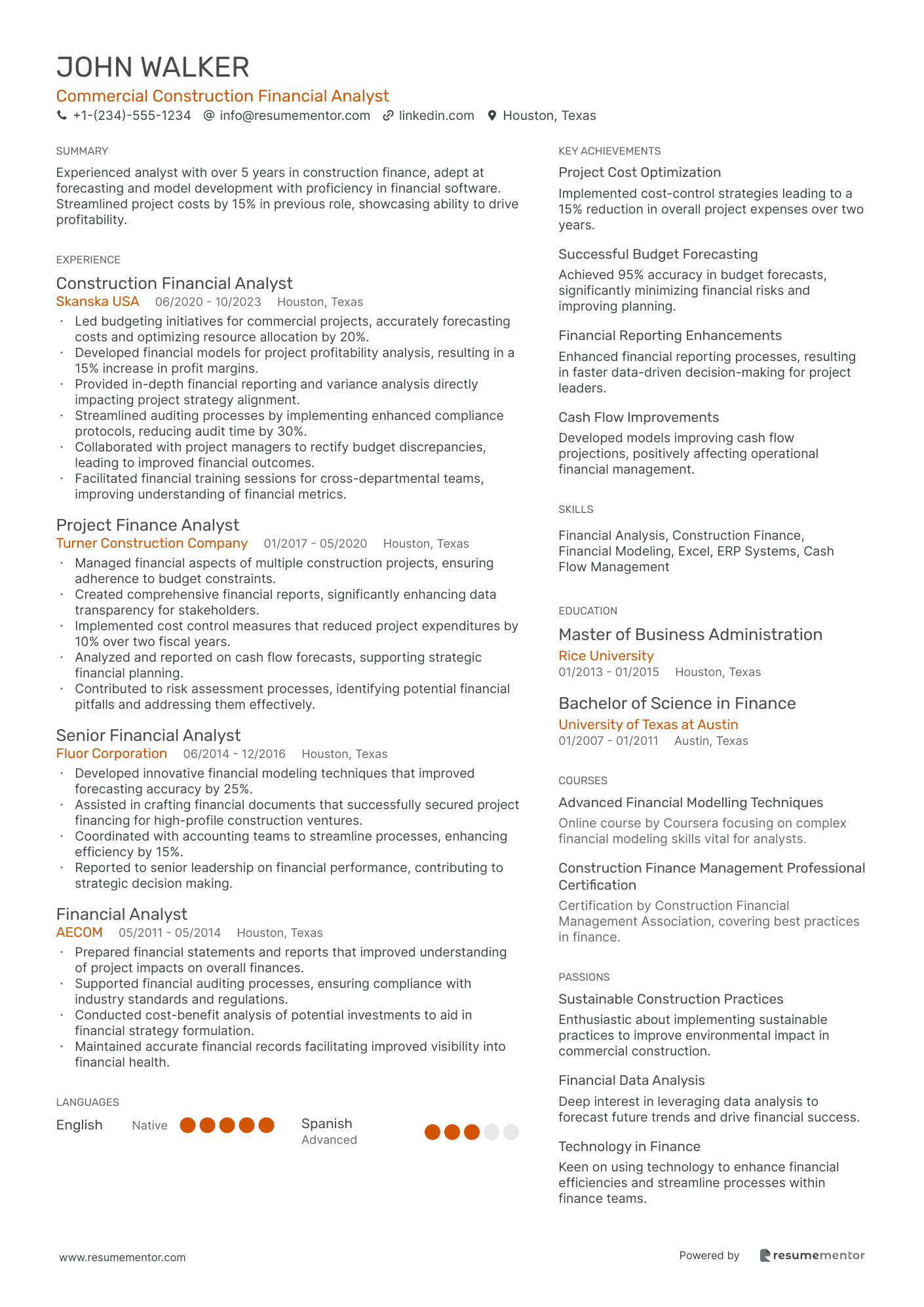 Commercial Construction Financial Analyst