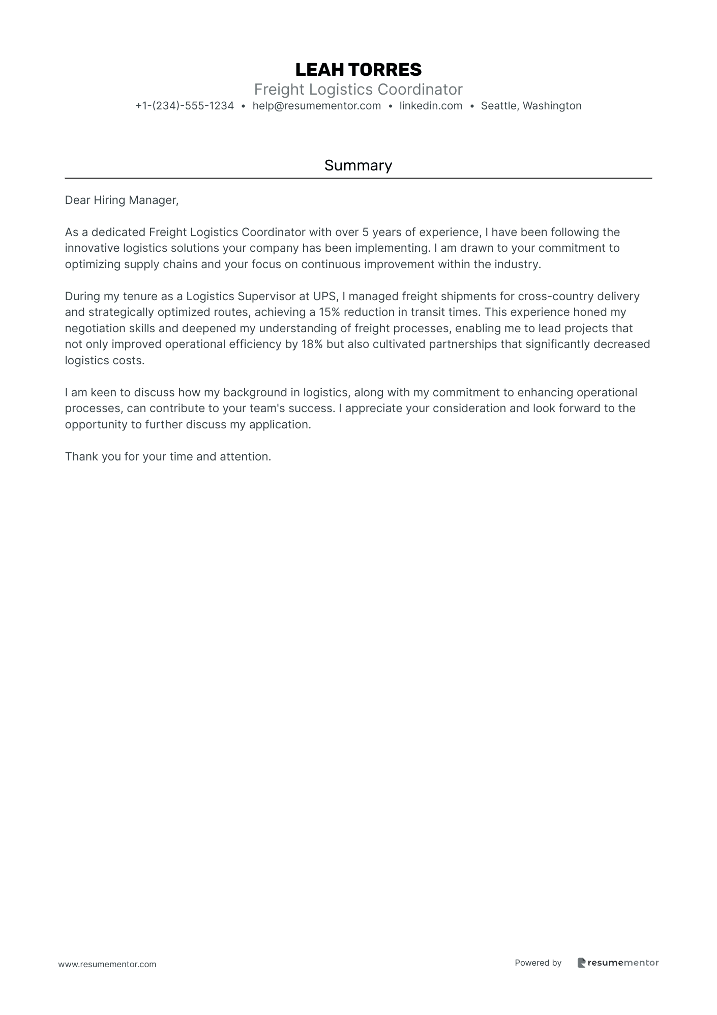 Freight Logistics Coordinator