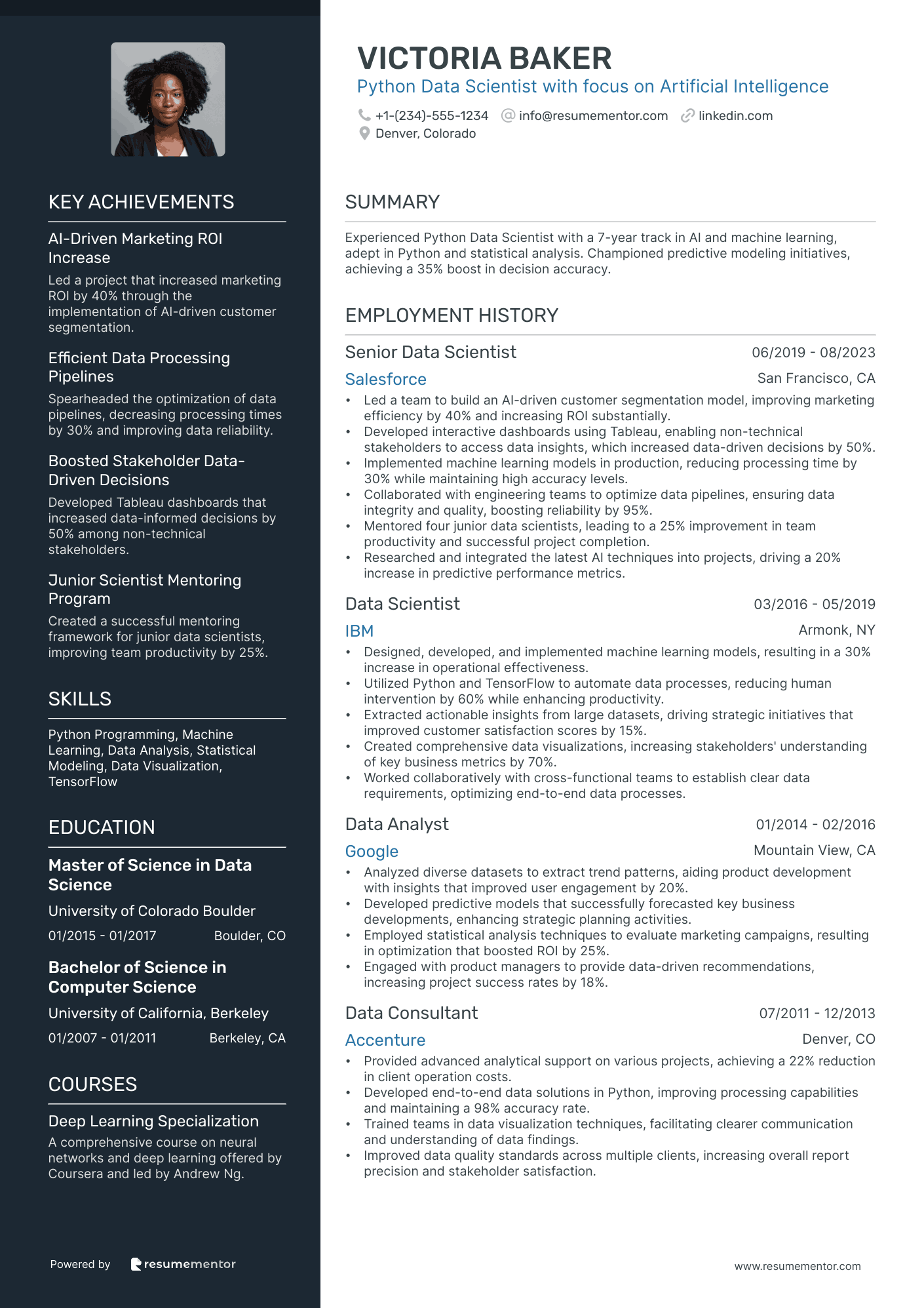 Python Data Scientist with focus on Artificial Intelligence