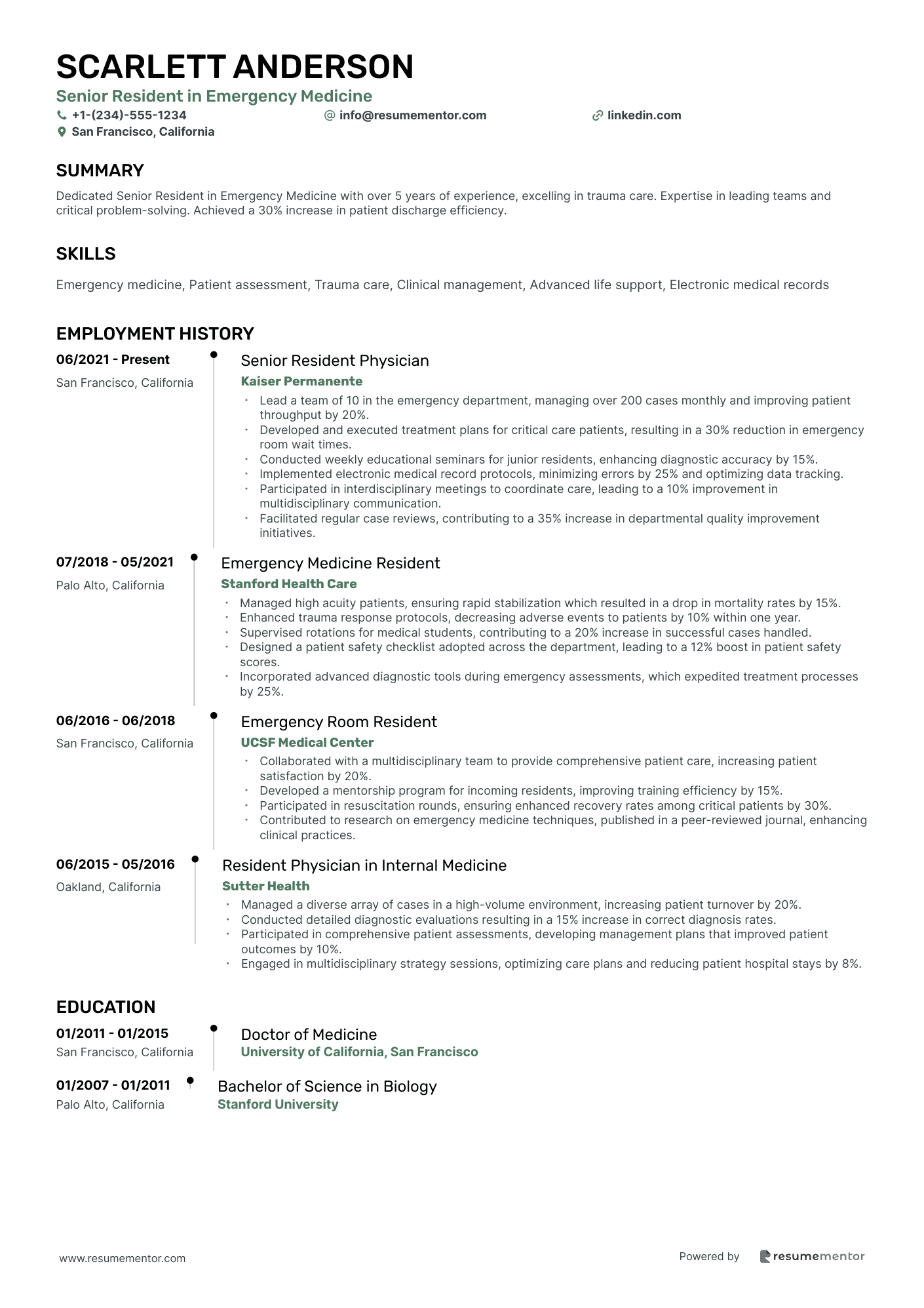 Senior Resident in Emergency Medicine