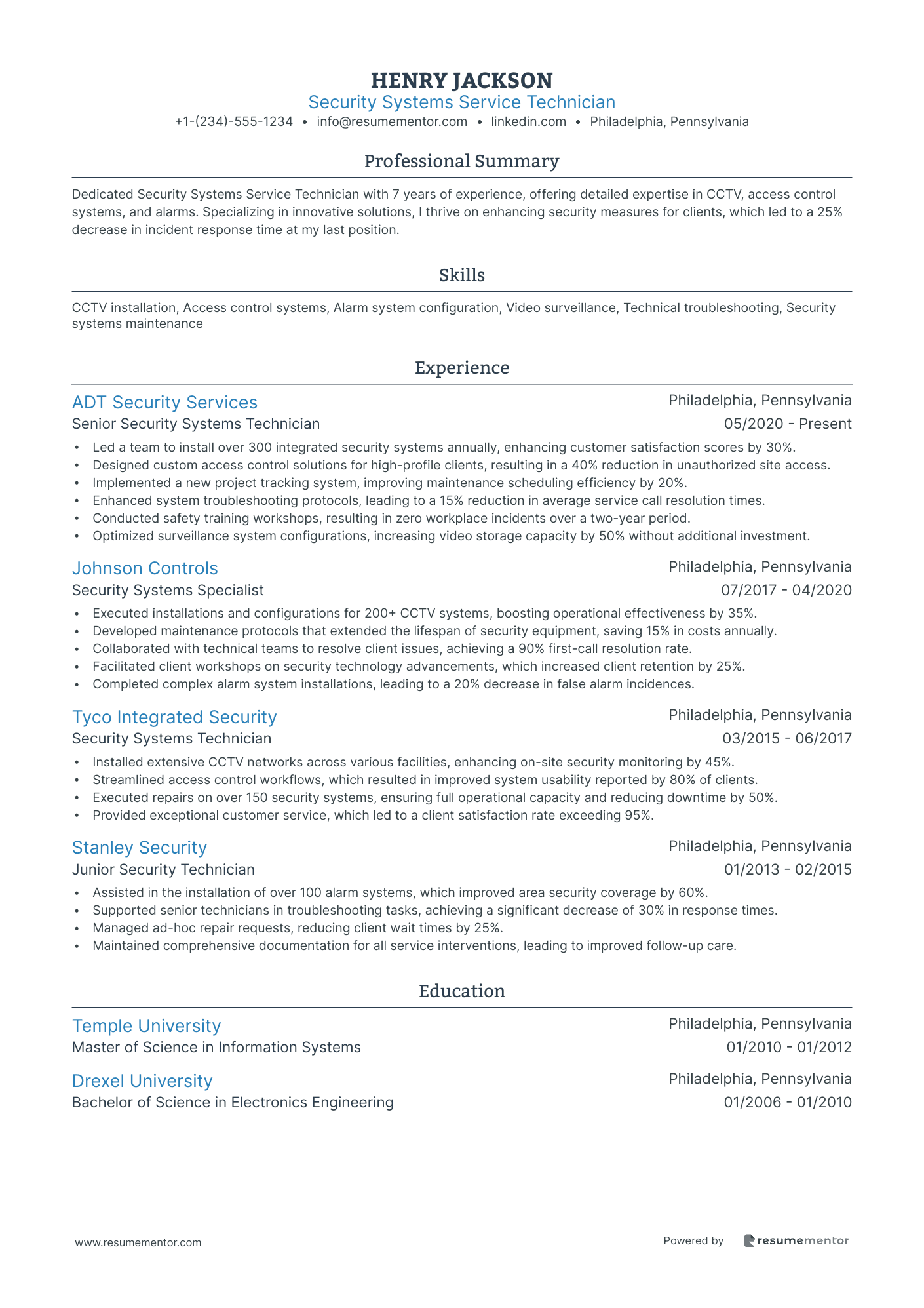 Security Systems Service Technician