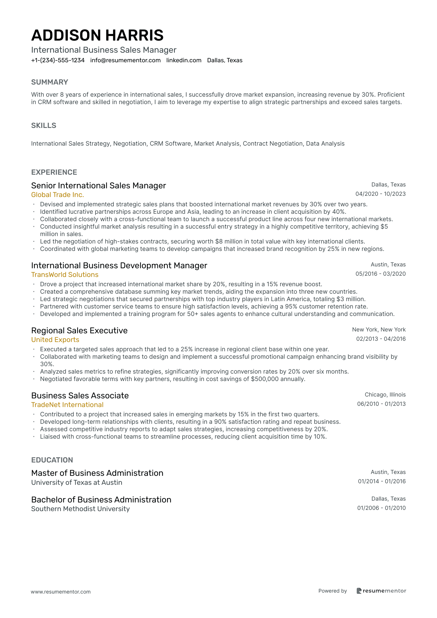 International Business Sales Manager
