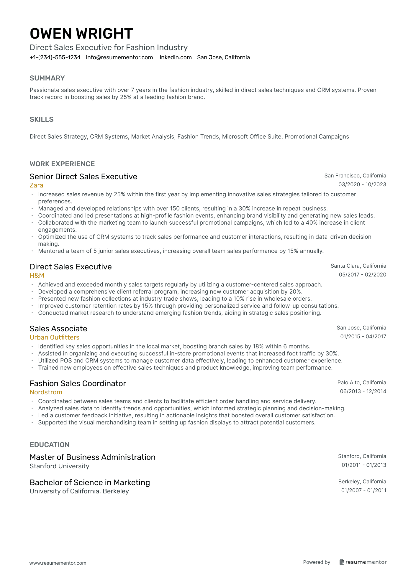 Direct Sales Executive for Fashion Industry