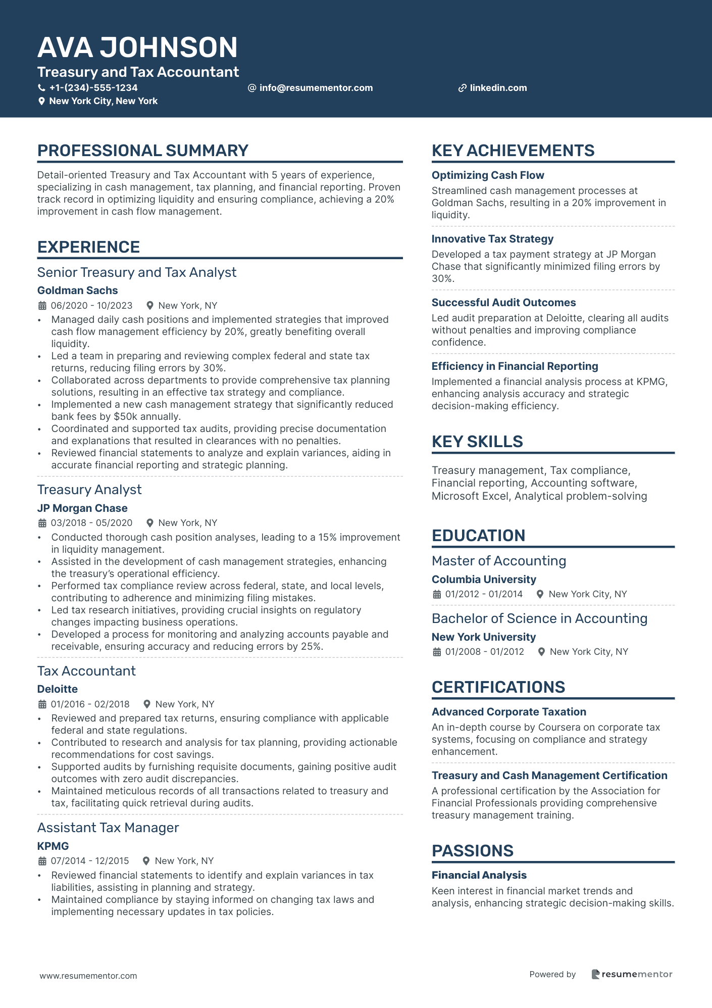Treasury and Tax Accountant