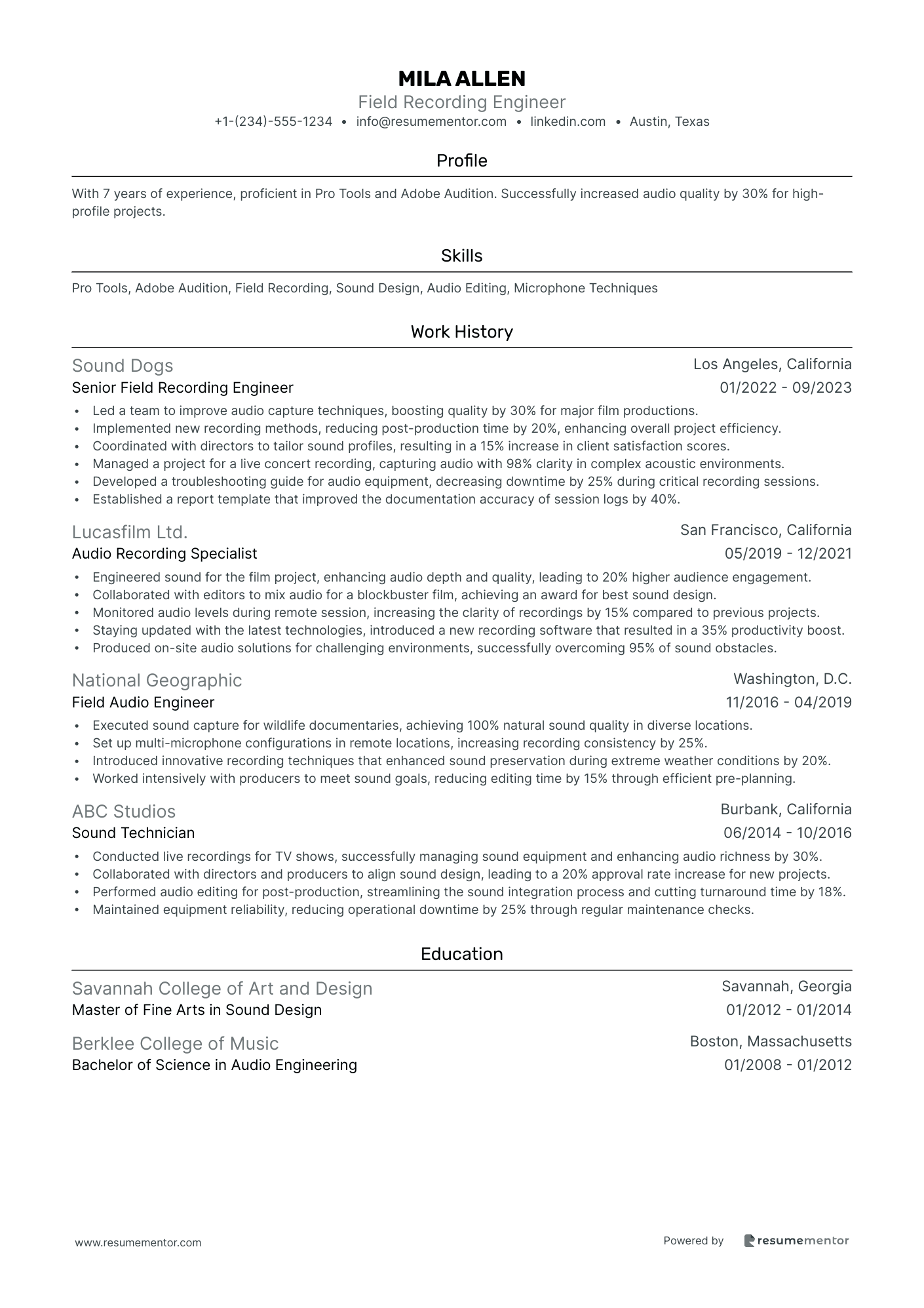 Field Recording Engineer