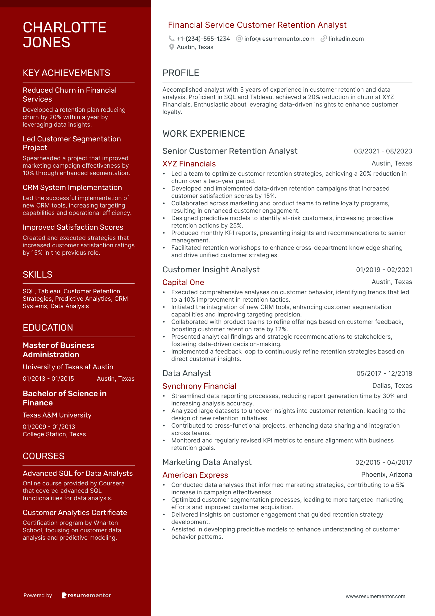 Financial Service Customer Retention Analyst