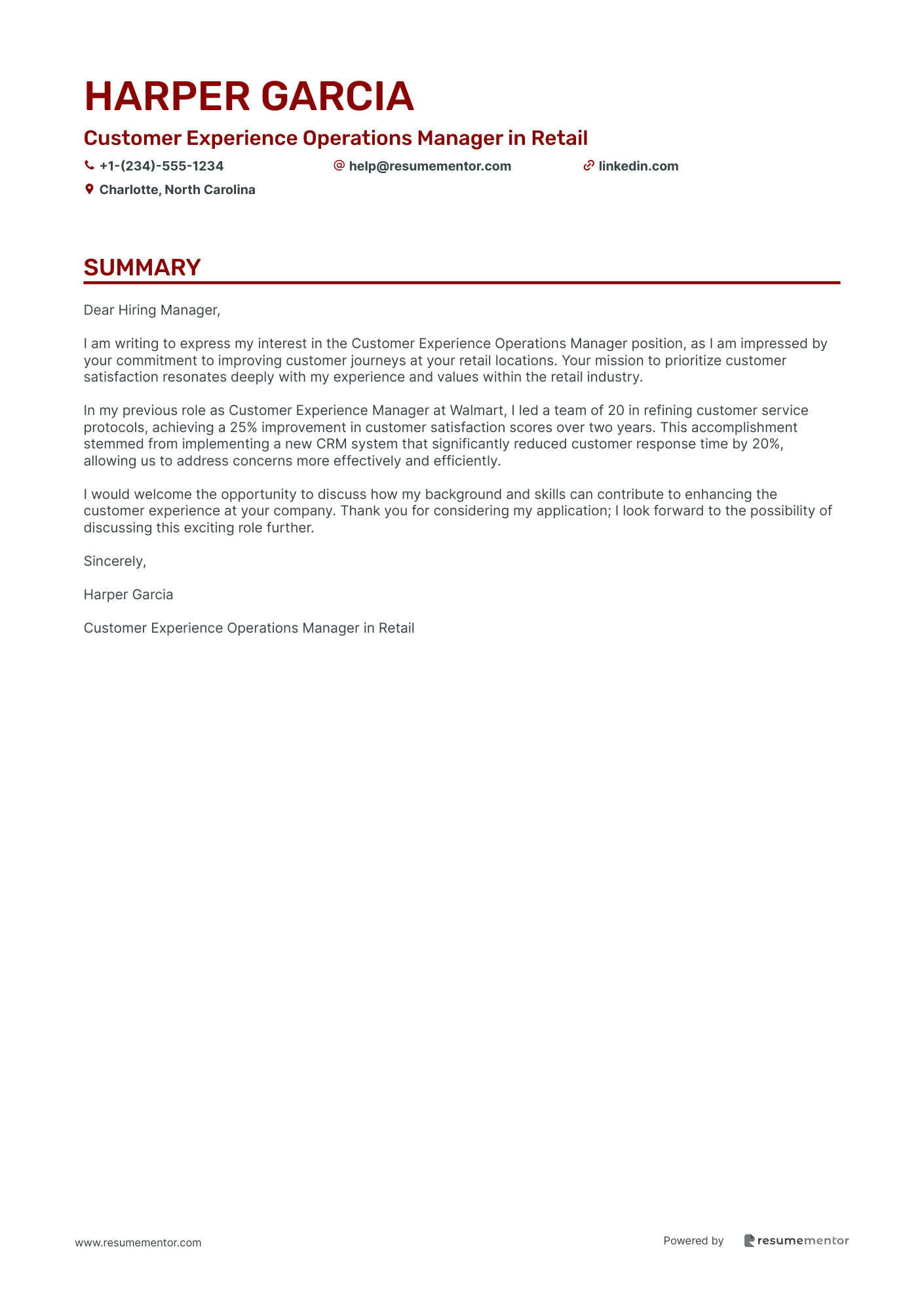 Customer Experience Operations Manager in Retail