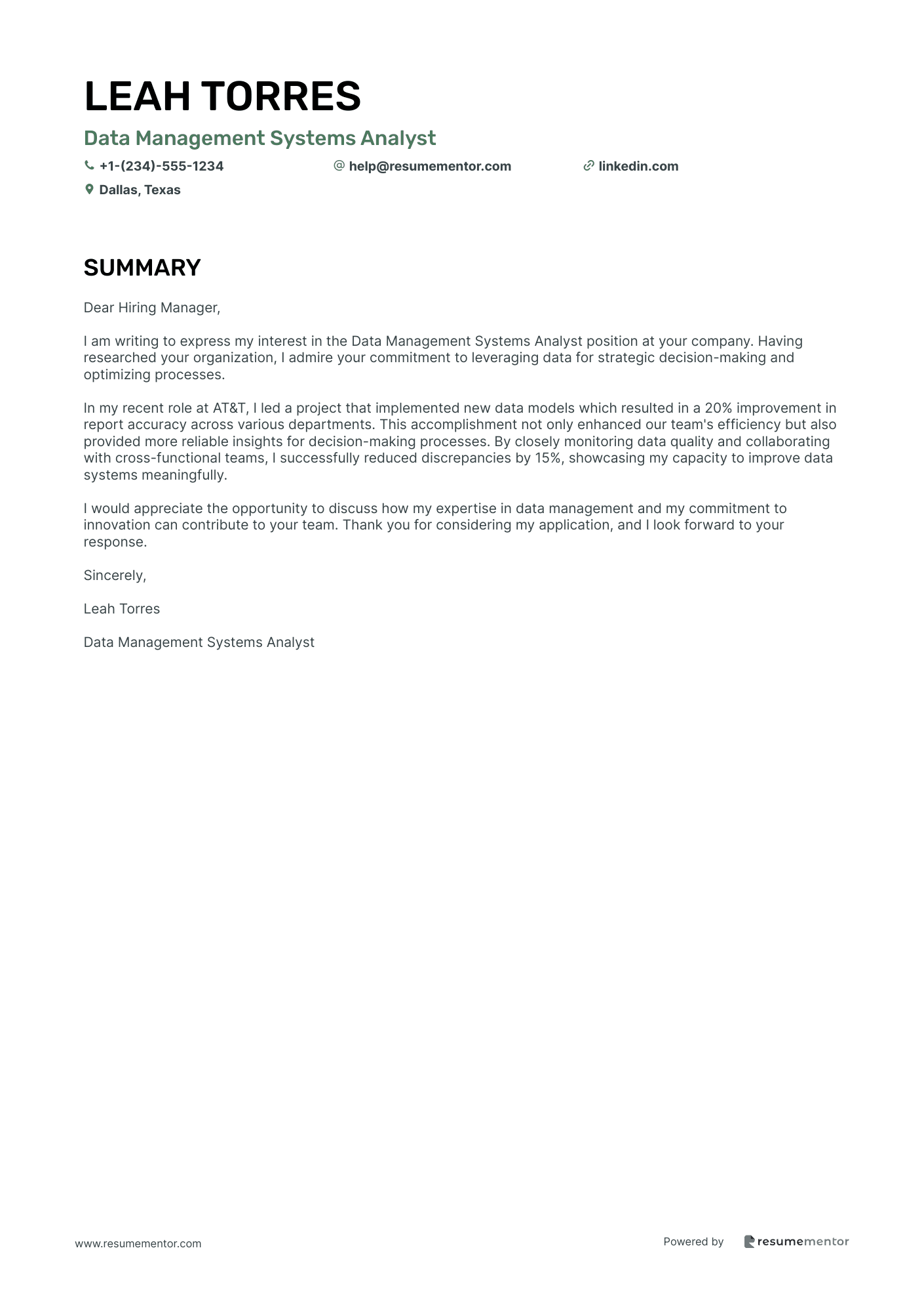 Data Management Systems Analyst
