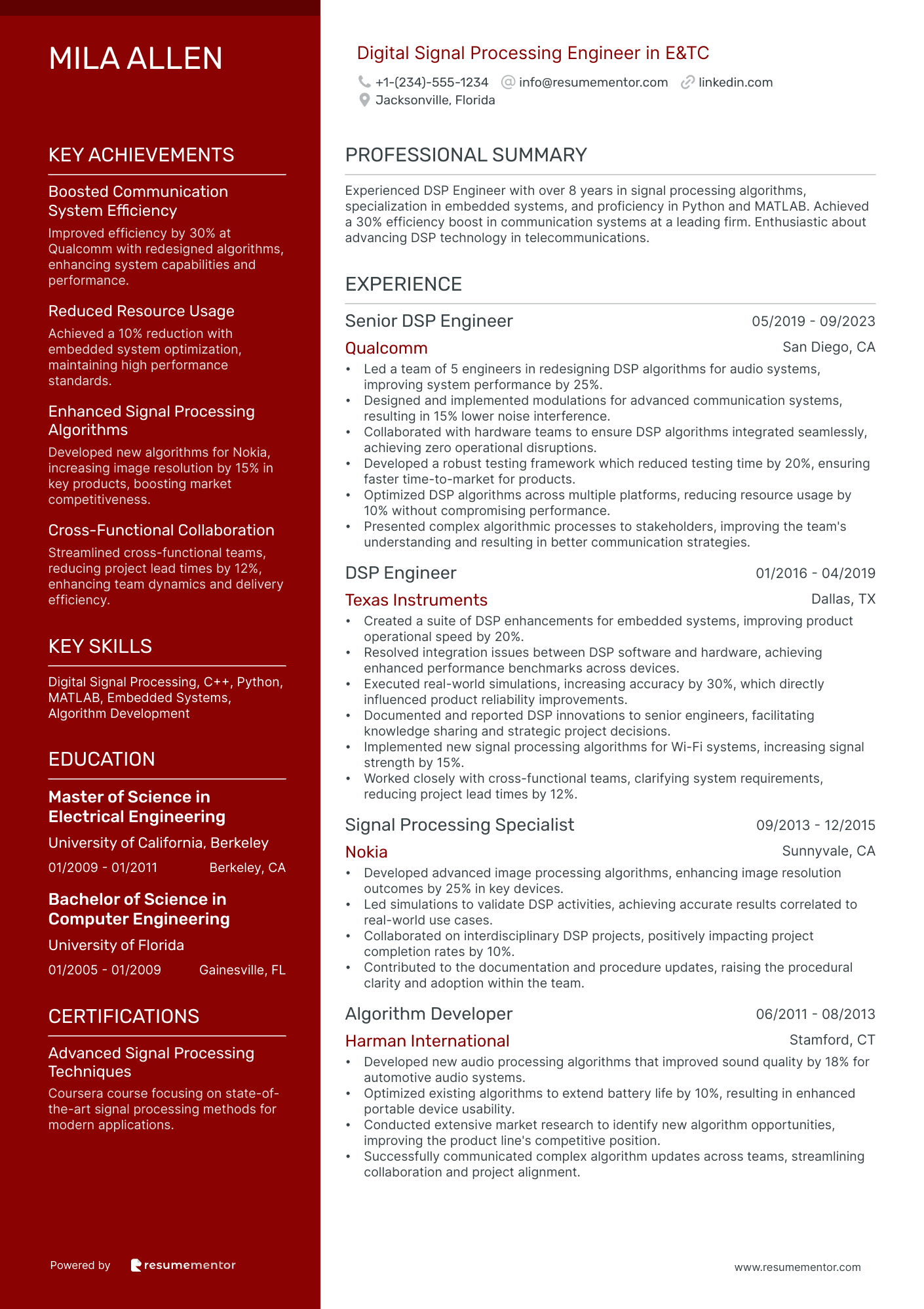 Digital Signal Processing Engineer in E&TC