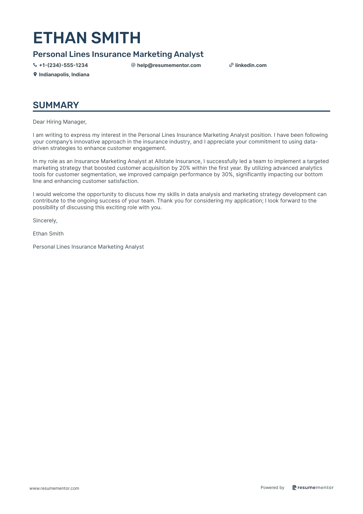 Personal Lines Insurance Marketing Analyst