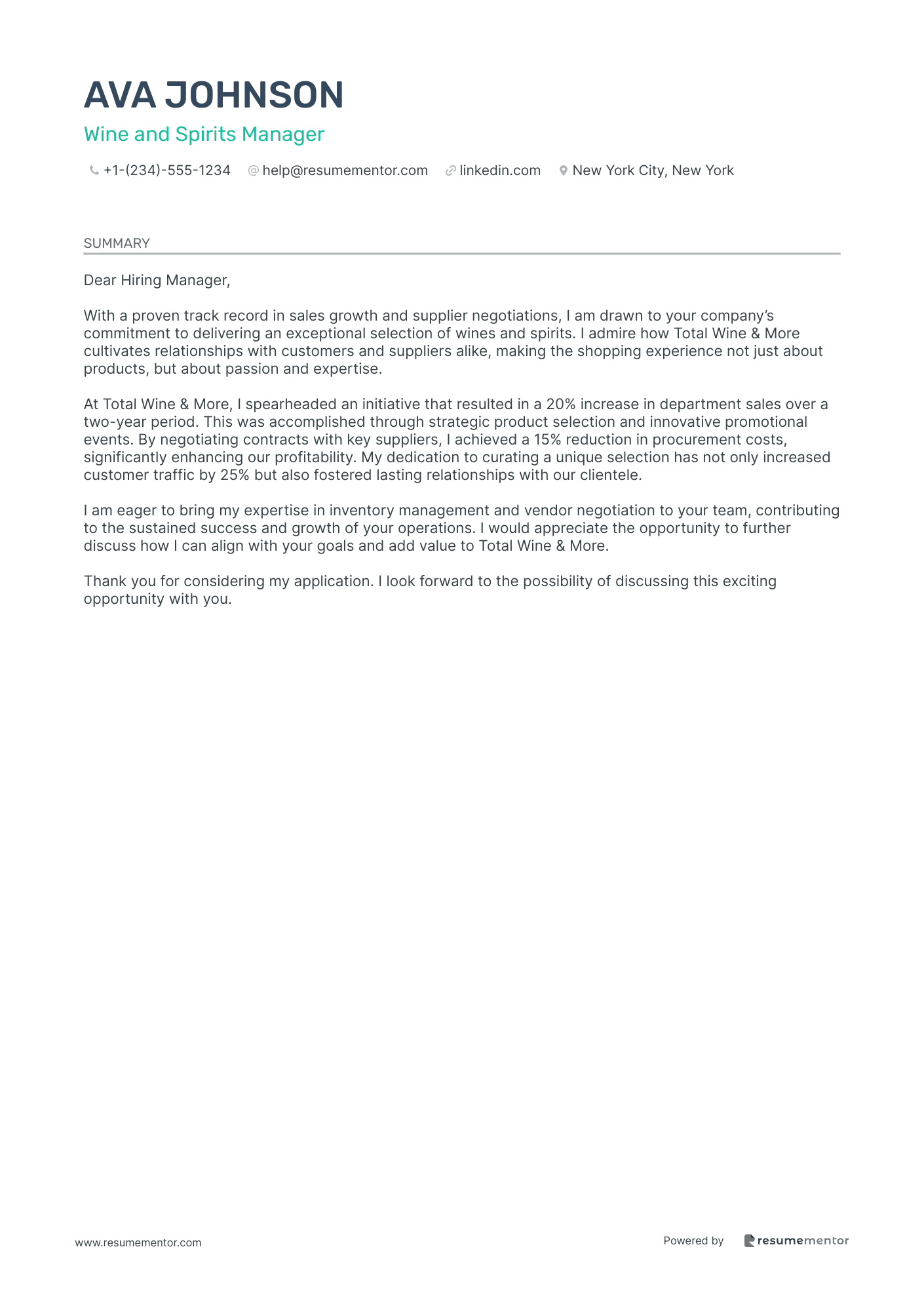 Wine and Spirits Manager