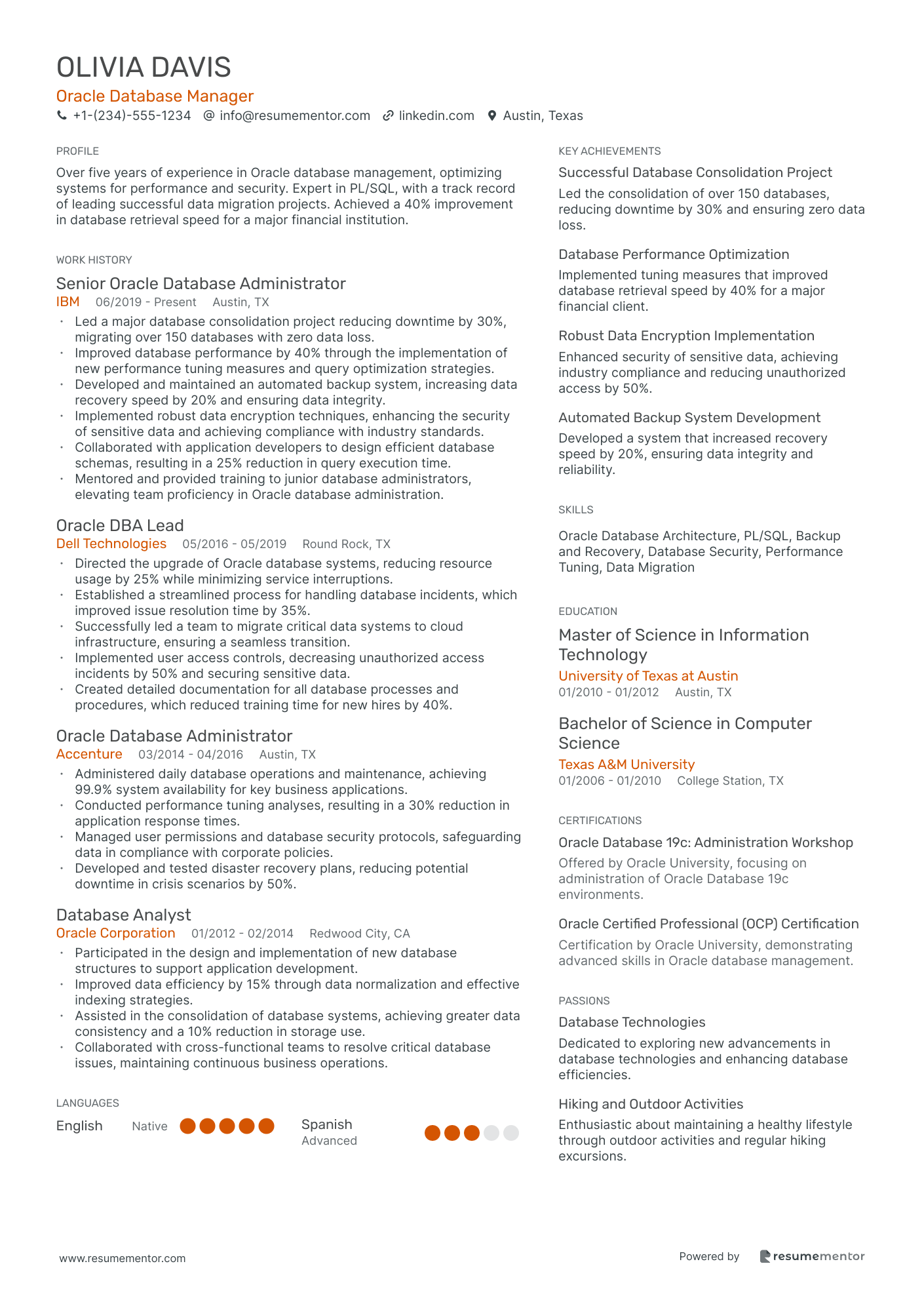 Oracle Database Manager