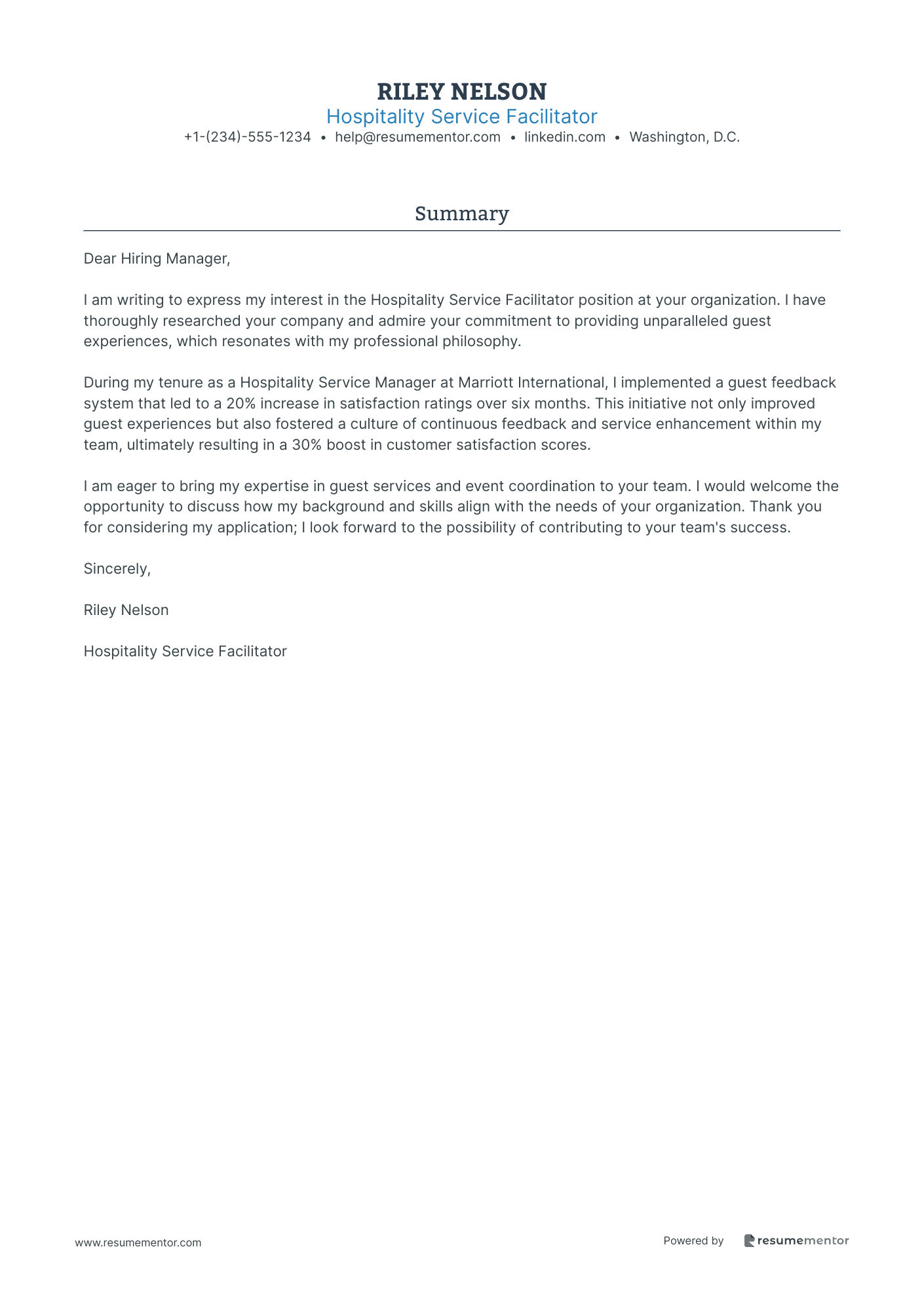 Hospitality Service Facilitator