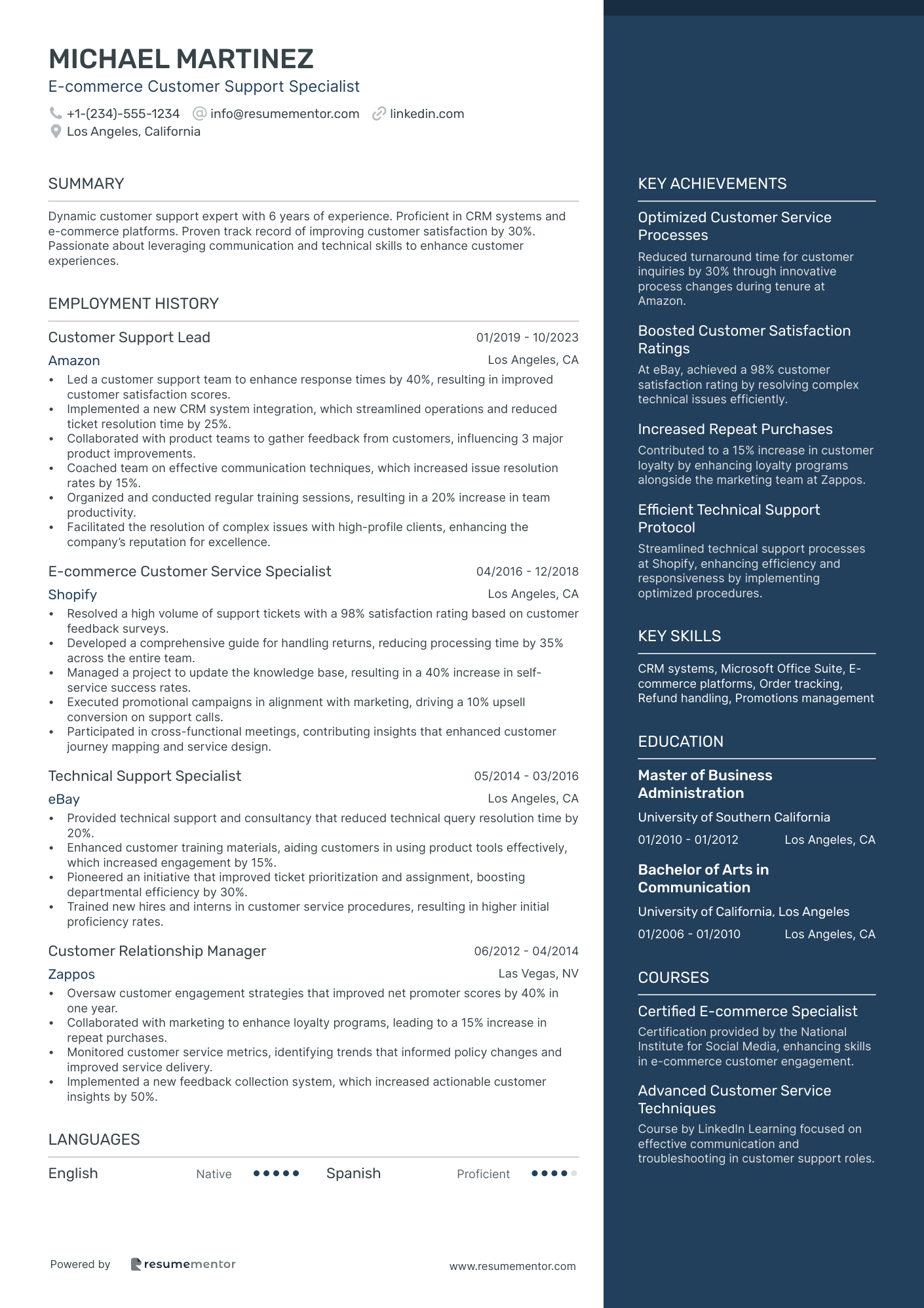 E commerce Customer Support Specialist
