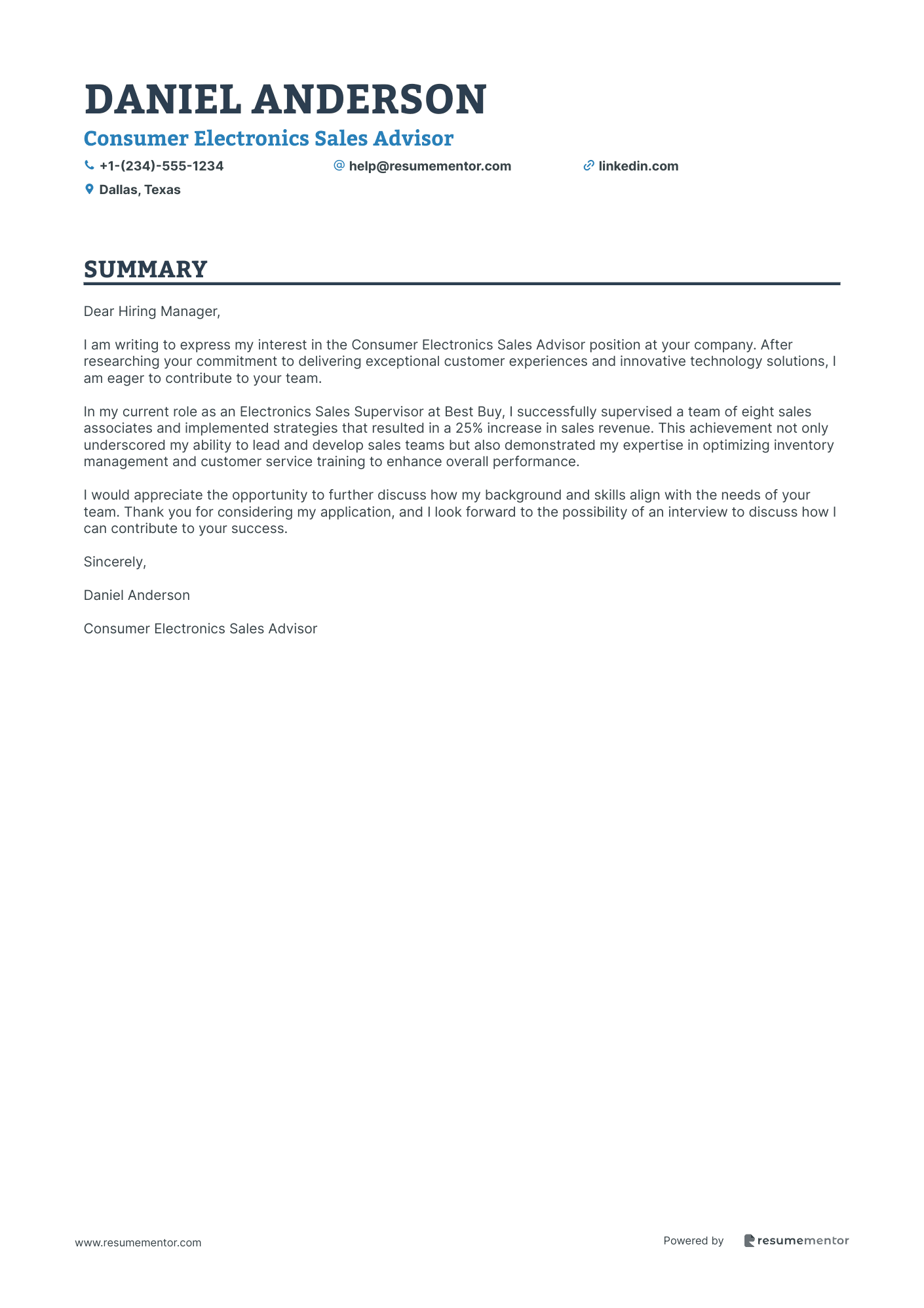 Consumer Electronics Sales Advisor