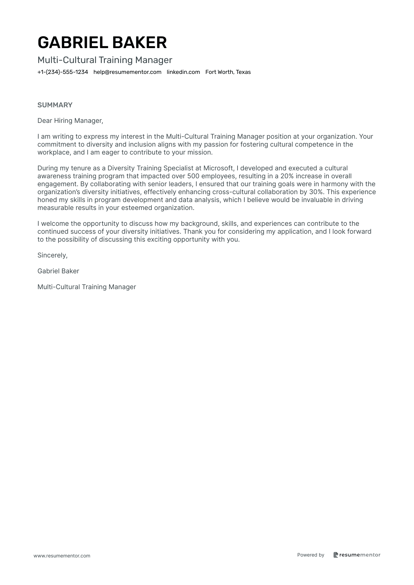 Multi Cultural Training Manager