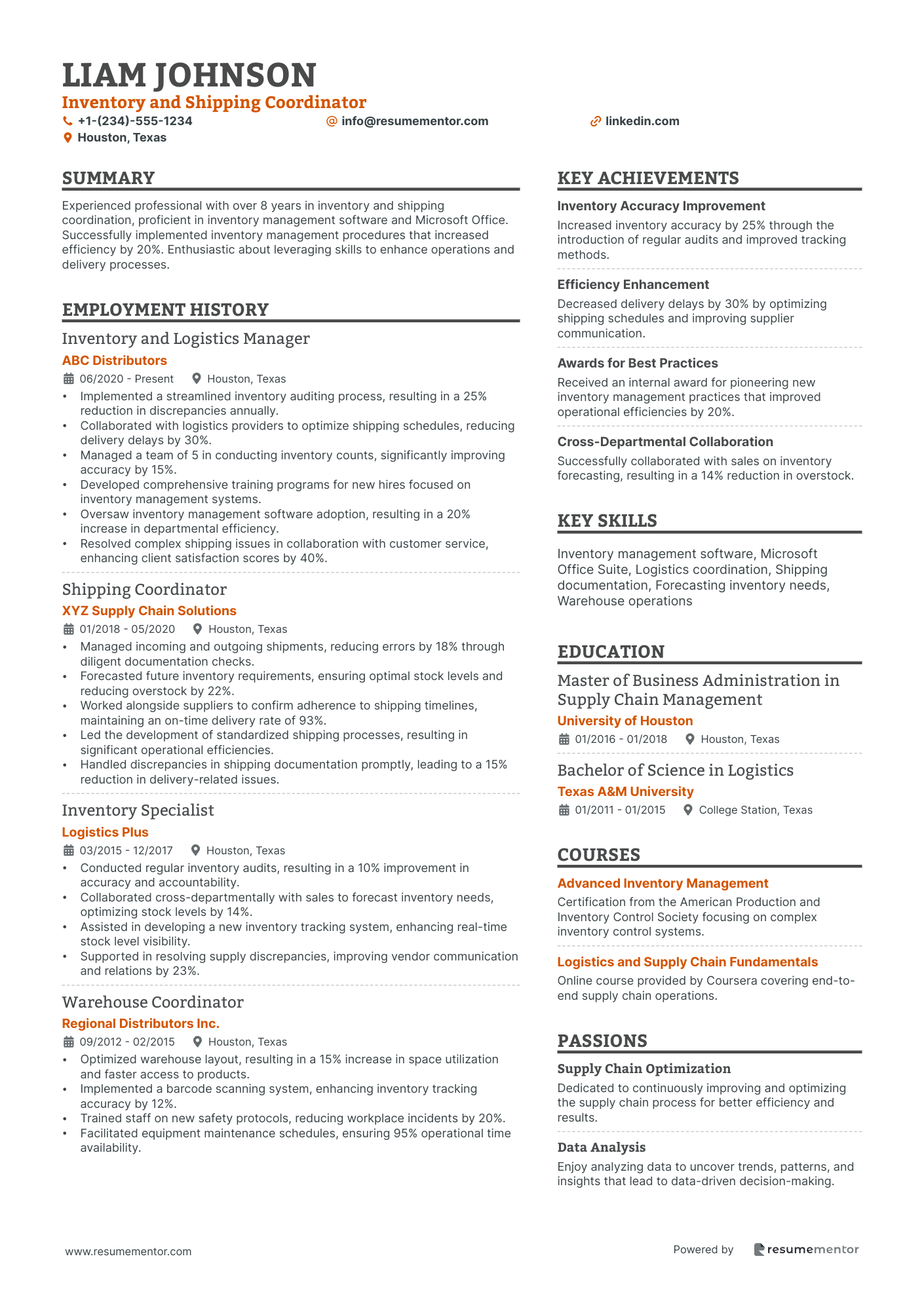 Inventory and Shipping Coordinator