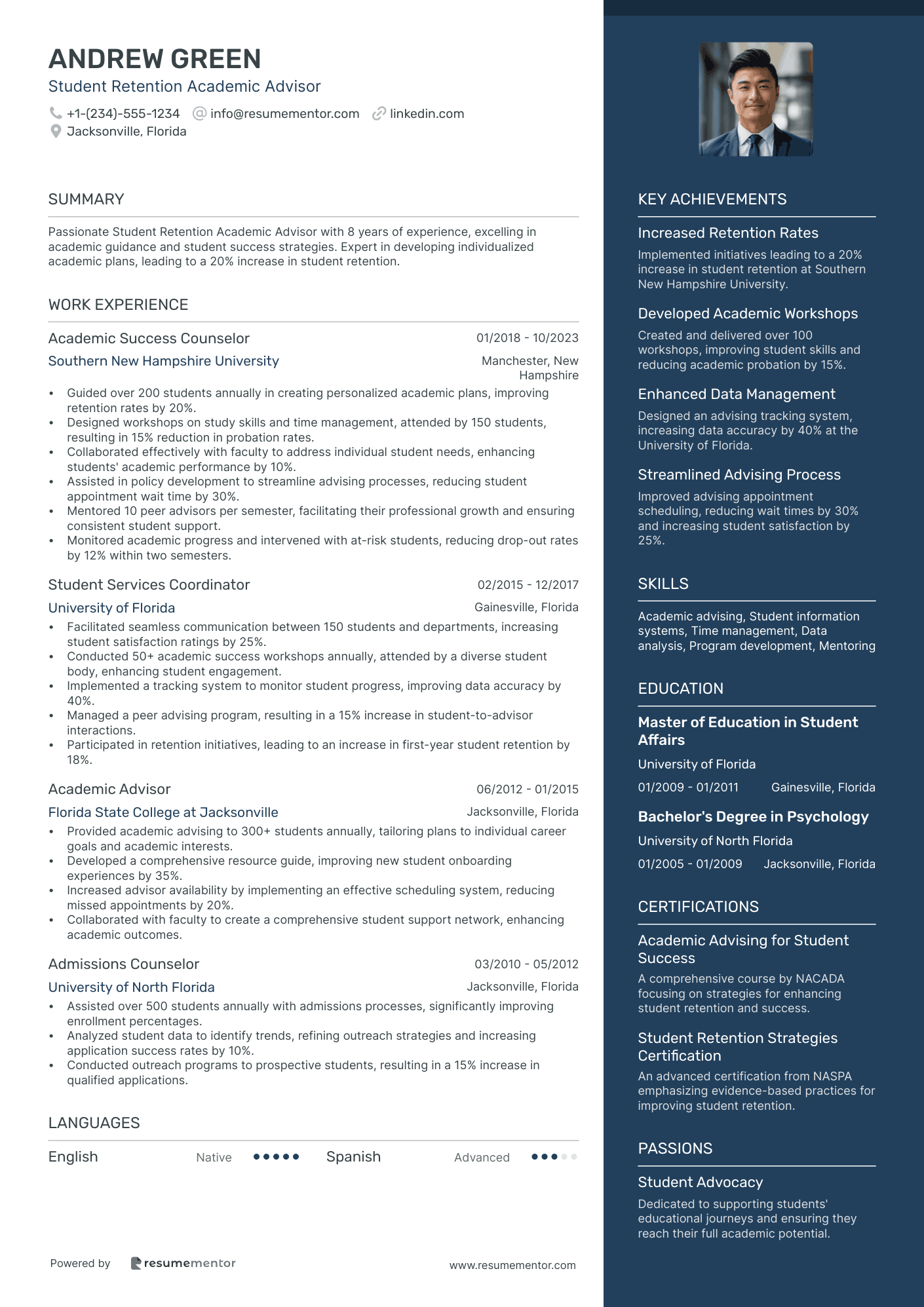 Student Retention Academic Advisor